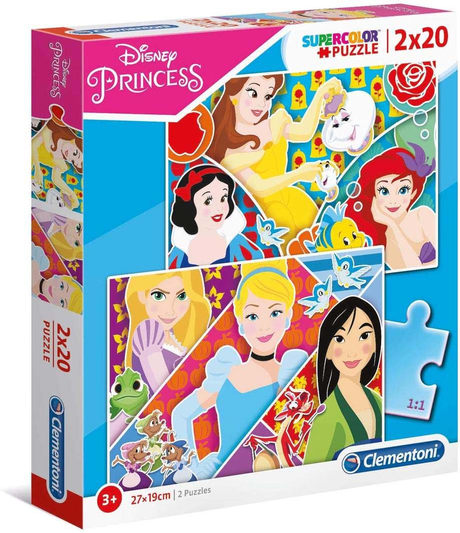 Clementoni Disney Princess SupeRColor 2X20 Piece Puzzle – Toyworld NZ