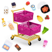 OUR GENERATION DELUXE ACCESSORY SET GROCERY DAY SHOPPING CART WITH GROCERIES