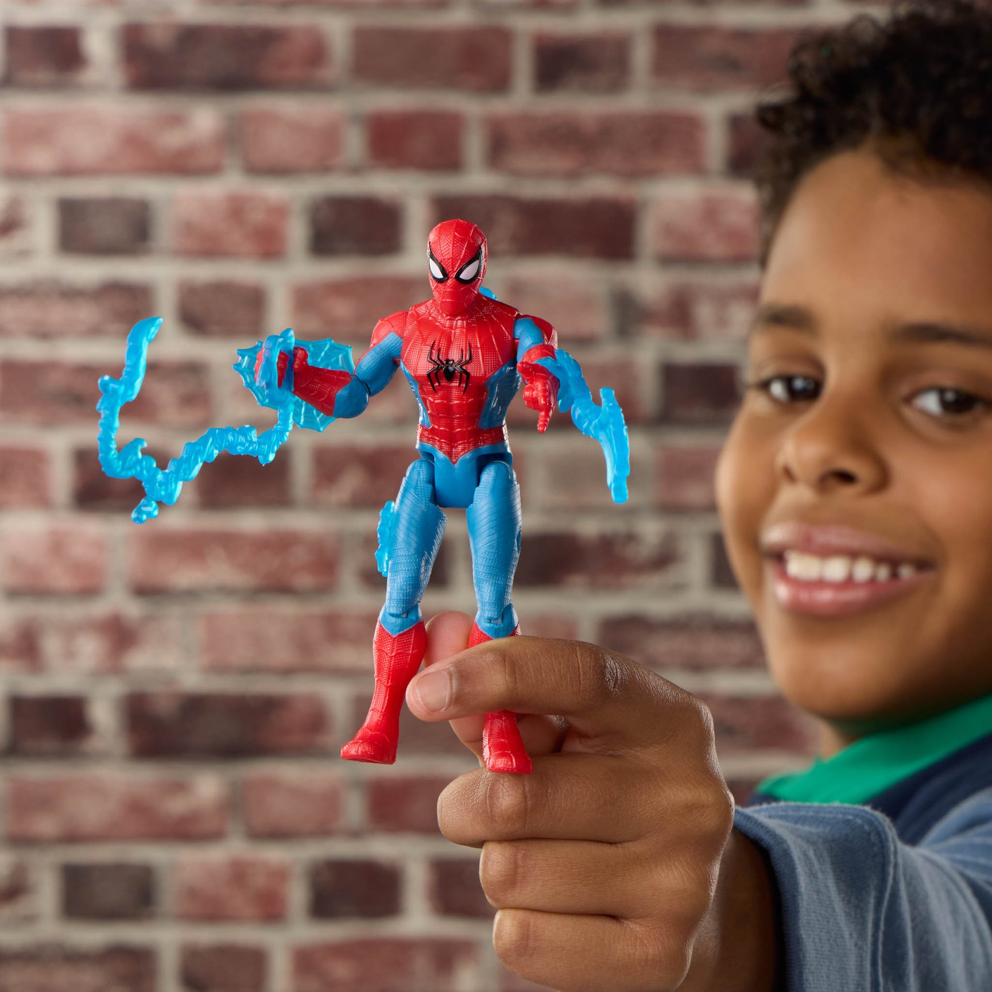 Child playing with the Marvel Spider-Man Brand New Day ActionVerse Spider-Man Figure