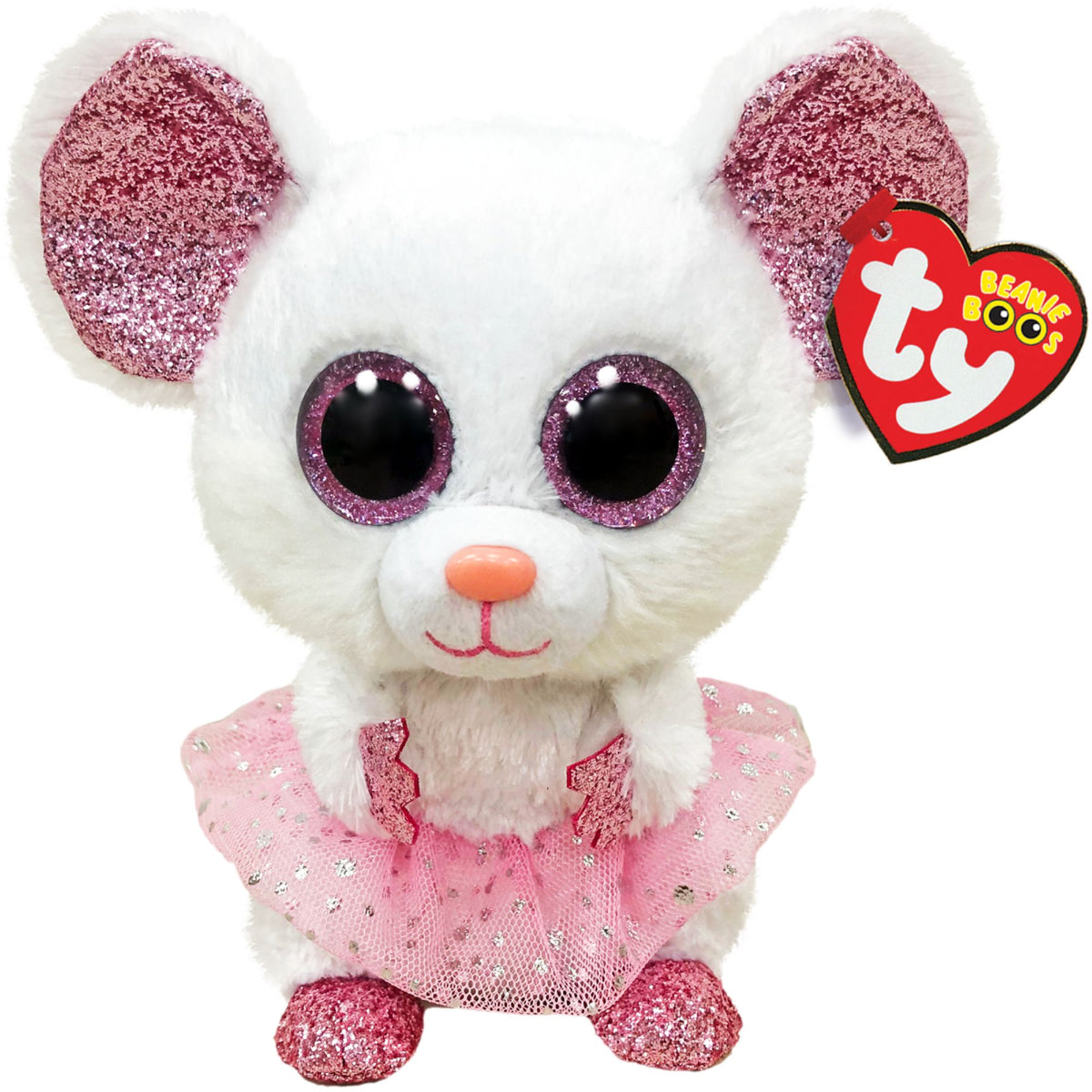 Ty Beanie Boo Regular Nina White Ballerina Mouse Toyworld NZ