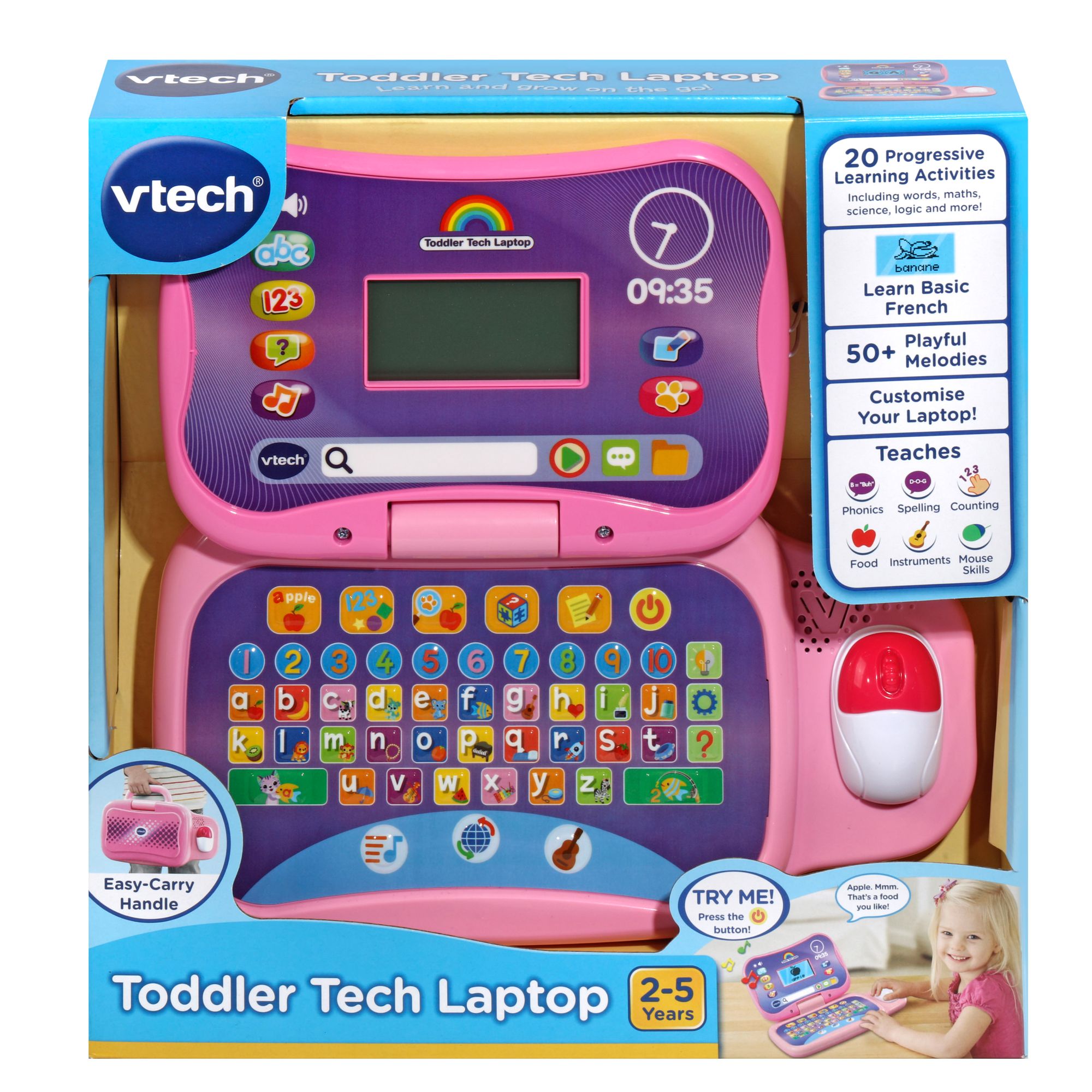 VTech Toddler Tech Laptop Pink Toyworld NZ VTech Toddler Tech Laptop Pink Toyworld NZ
