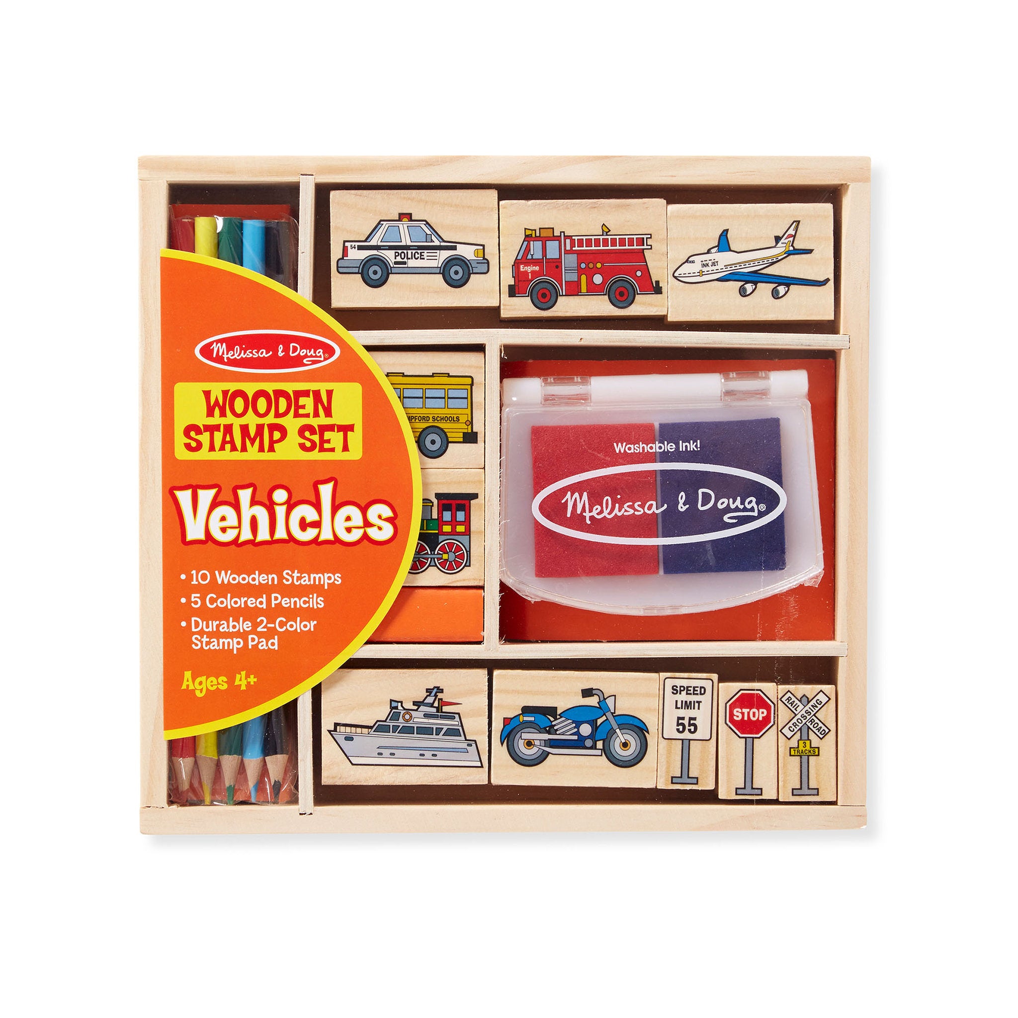 Melissa & Doug Wooden Stamp Set Vehicles