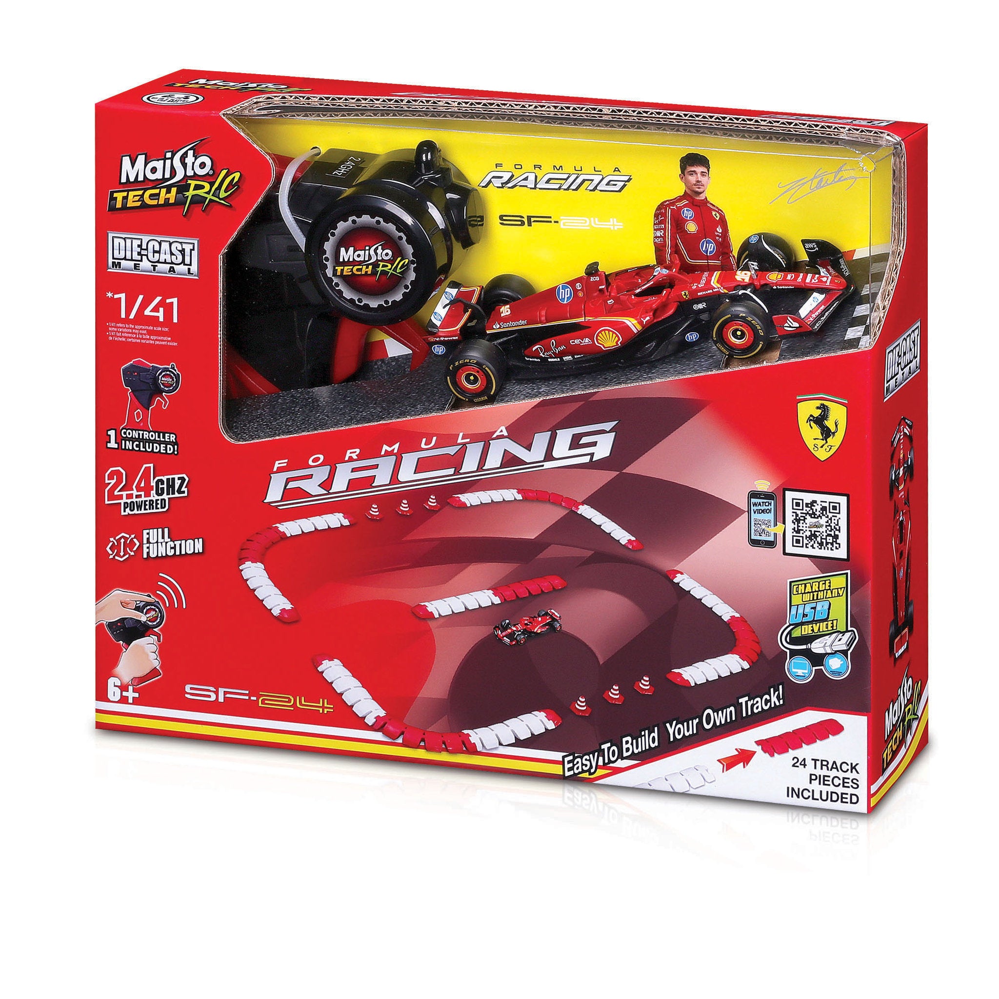 Maisto Tech Remote Control 1:41 Ferarri SF-24 Track Set