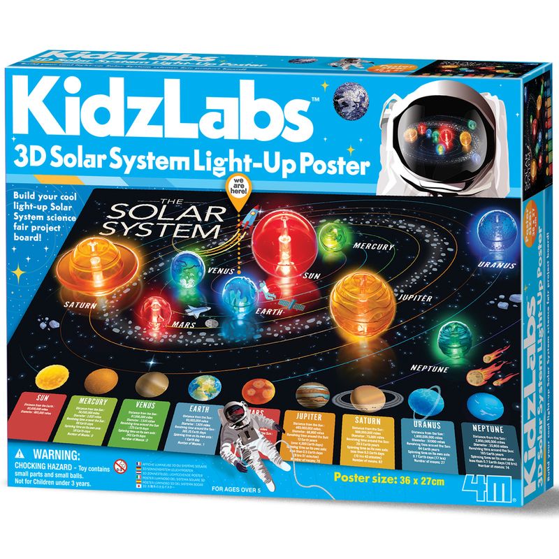4M KidzLabs 3D Solar System Light-Up Poster - Toyworld NZ