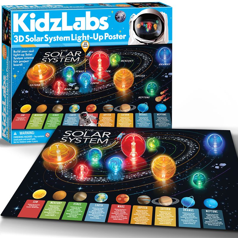 4M KidzLabs 3D Solar System Light-Up Poster - Toyworld NZ