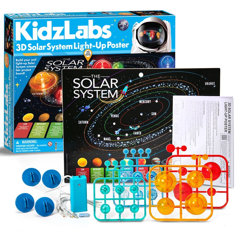 4M KidzLabs 3D Solar System Light-Up Poster - Toyworld NZ