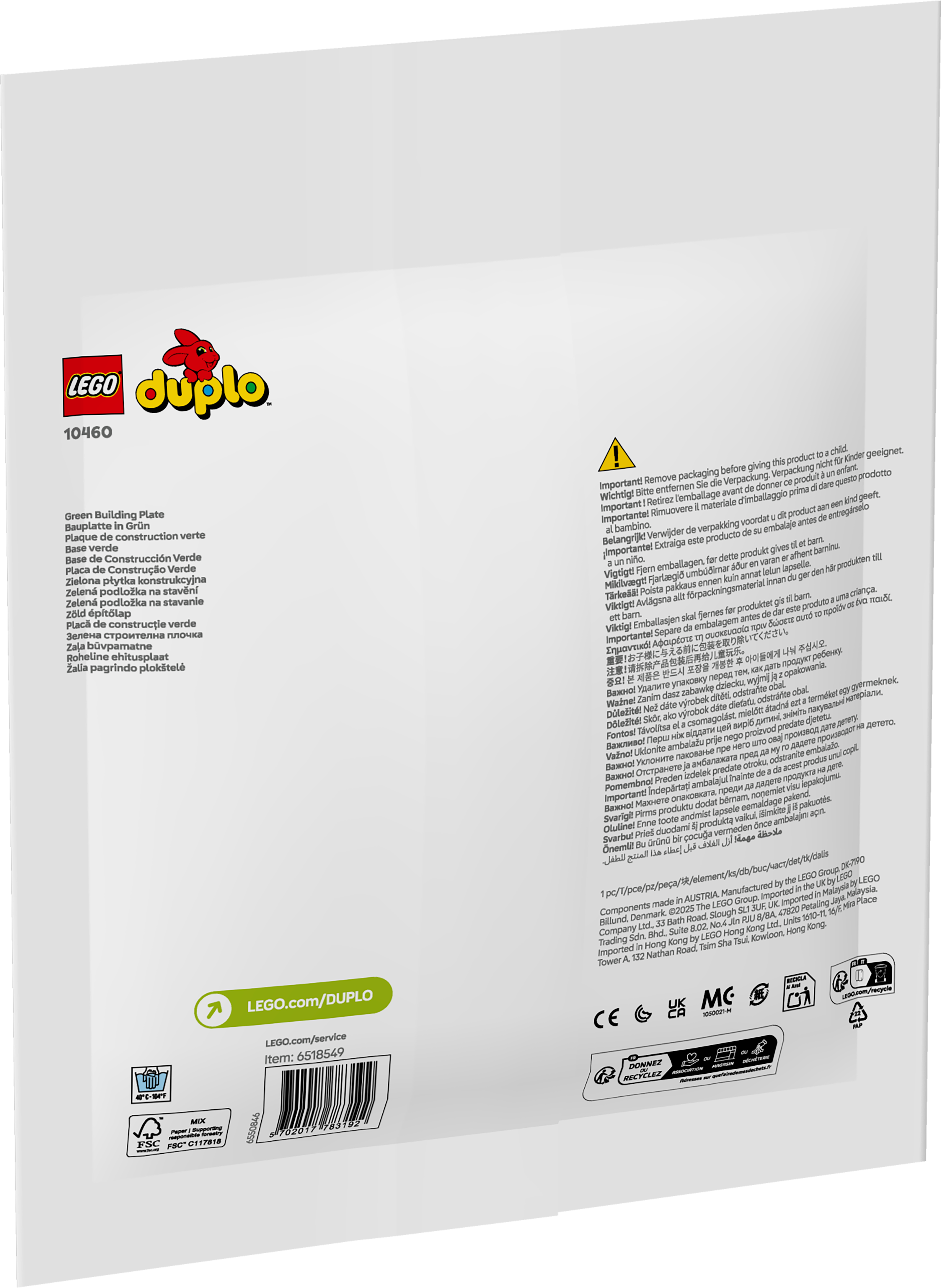 LEGO 10460 DUPLO Green Building Plate