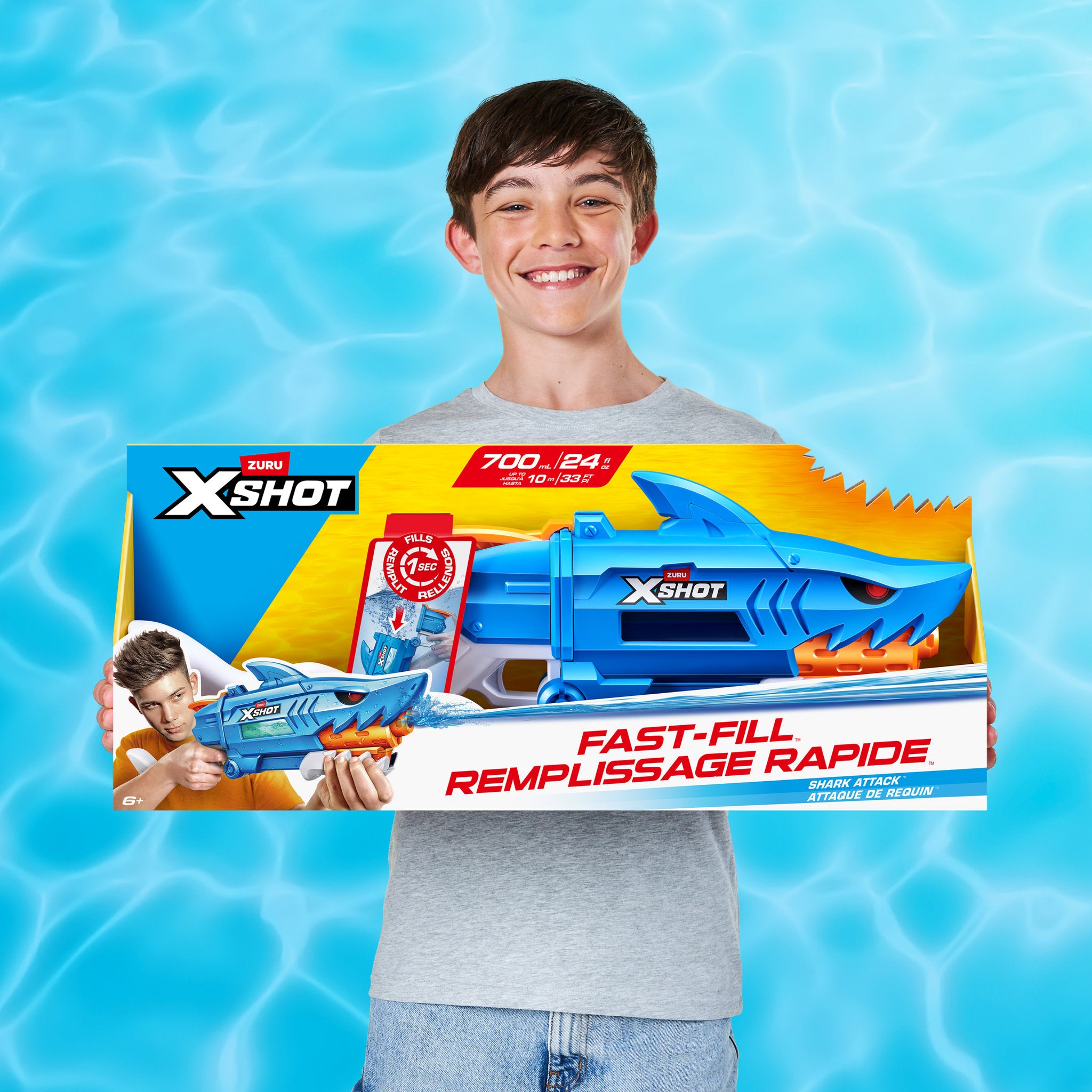 ZURU XSHOT Water Shark Attack Fast-Fill Water Blaster