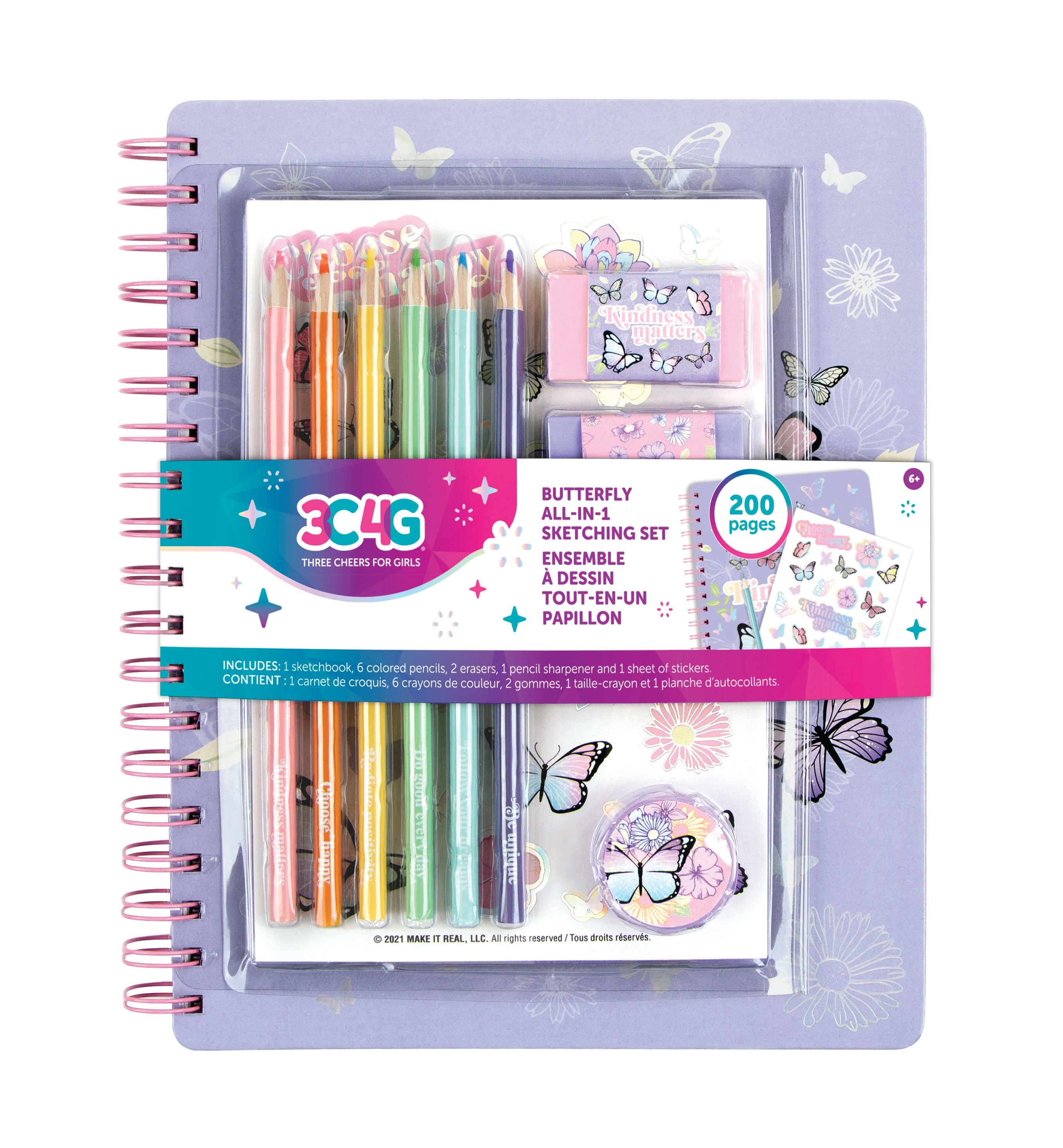 Make It Real Three Cheers For Girls Butterfly All-In-1 Sketching Set