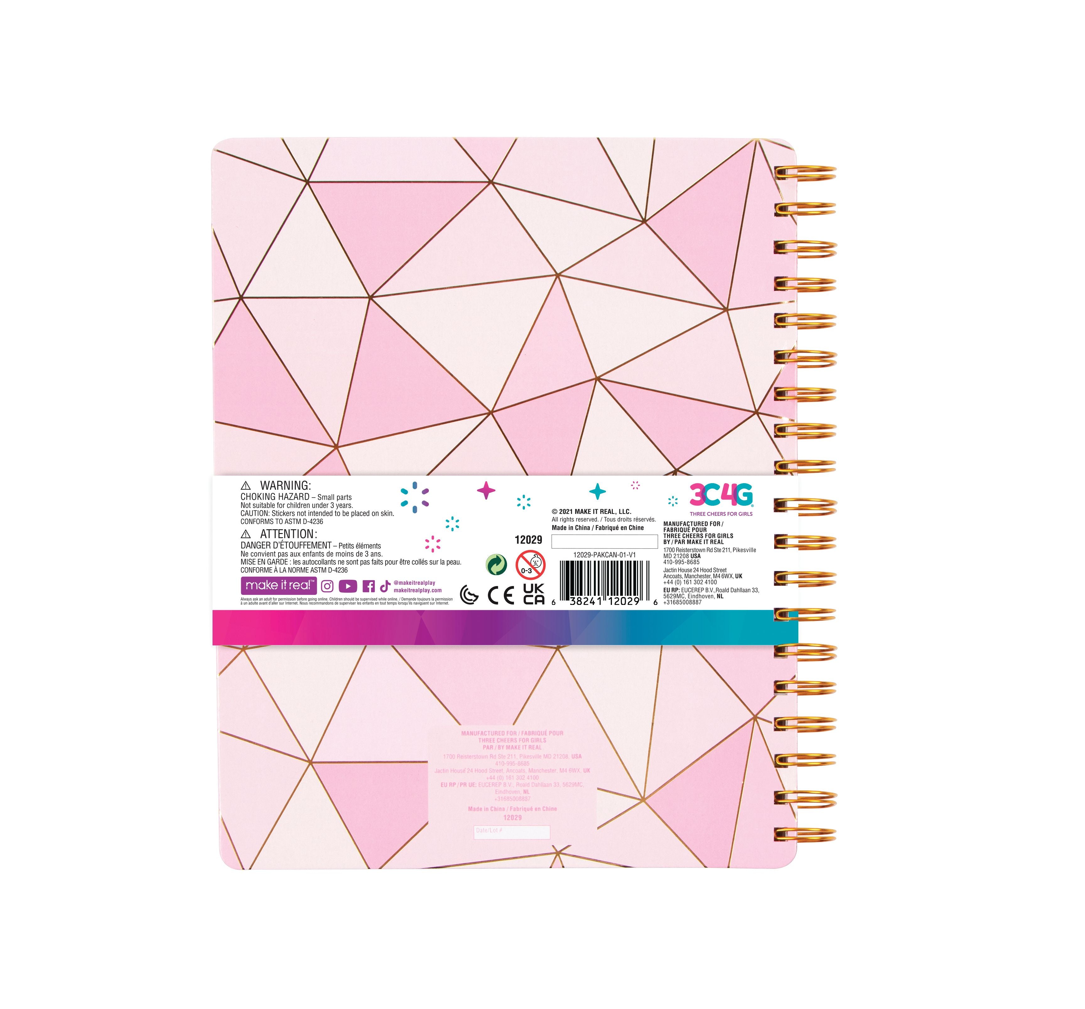 Make It Real Three Cheers For Girls Pink & Gold All-In-1 Sketching Set