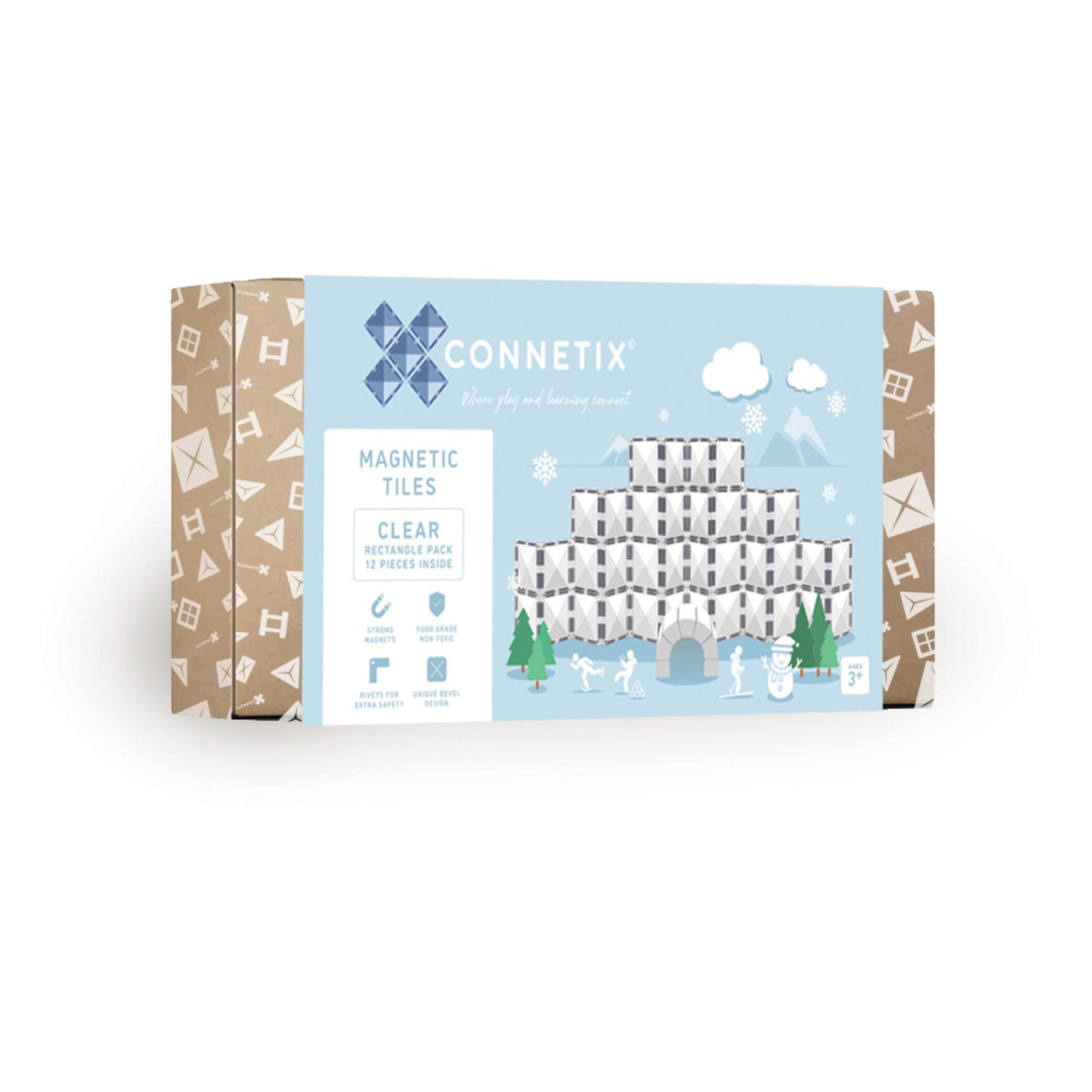 CONNETIX Magnetic Tiles 12 Piece - Clear Rectangle Pack - Toyworld NZ