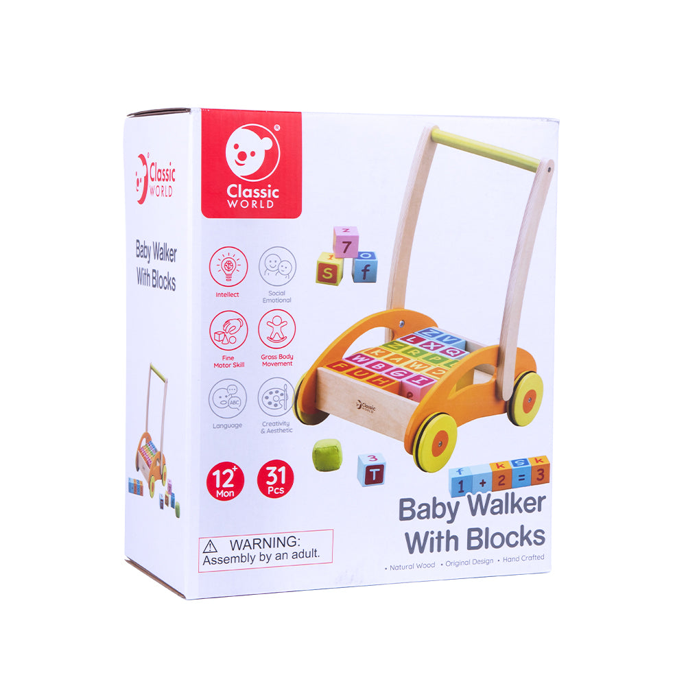 Classic World Baby Walker With Blocks