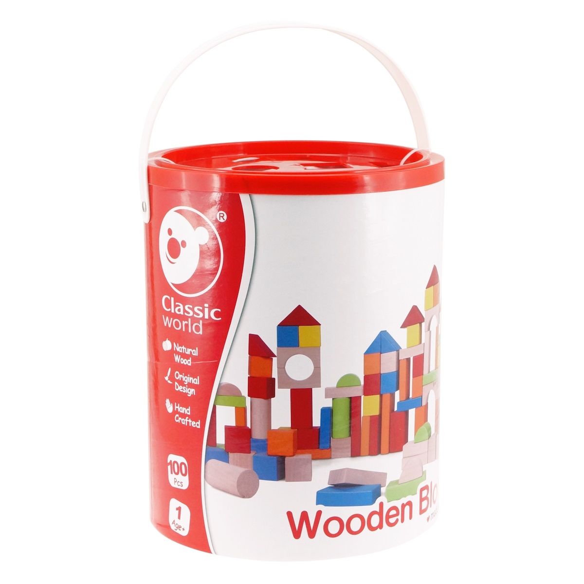 Classic World 100 Piece Wooden Blocks In Barrel