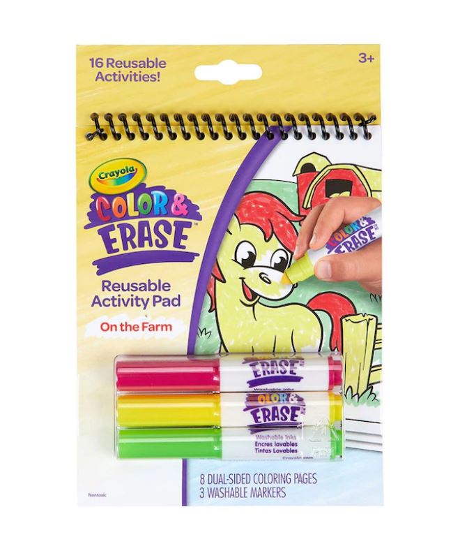 Crayola Colour & Erase Reusable Activity Pad - On The Farm - Toyworld NZ