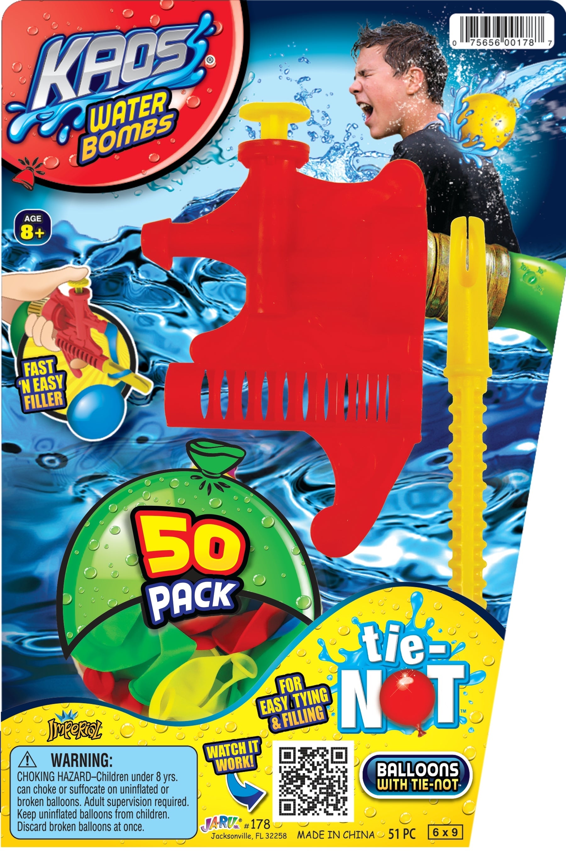 KAOS WATER BOMBS TIE-NOT FILLER WITH 50 BALLOONS