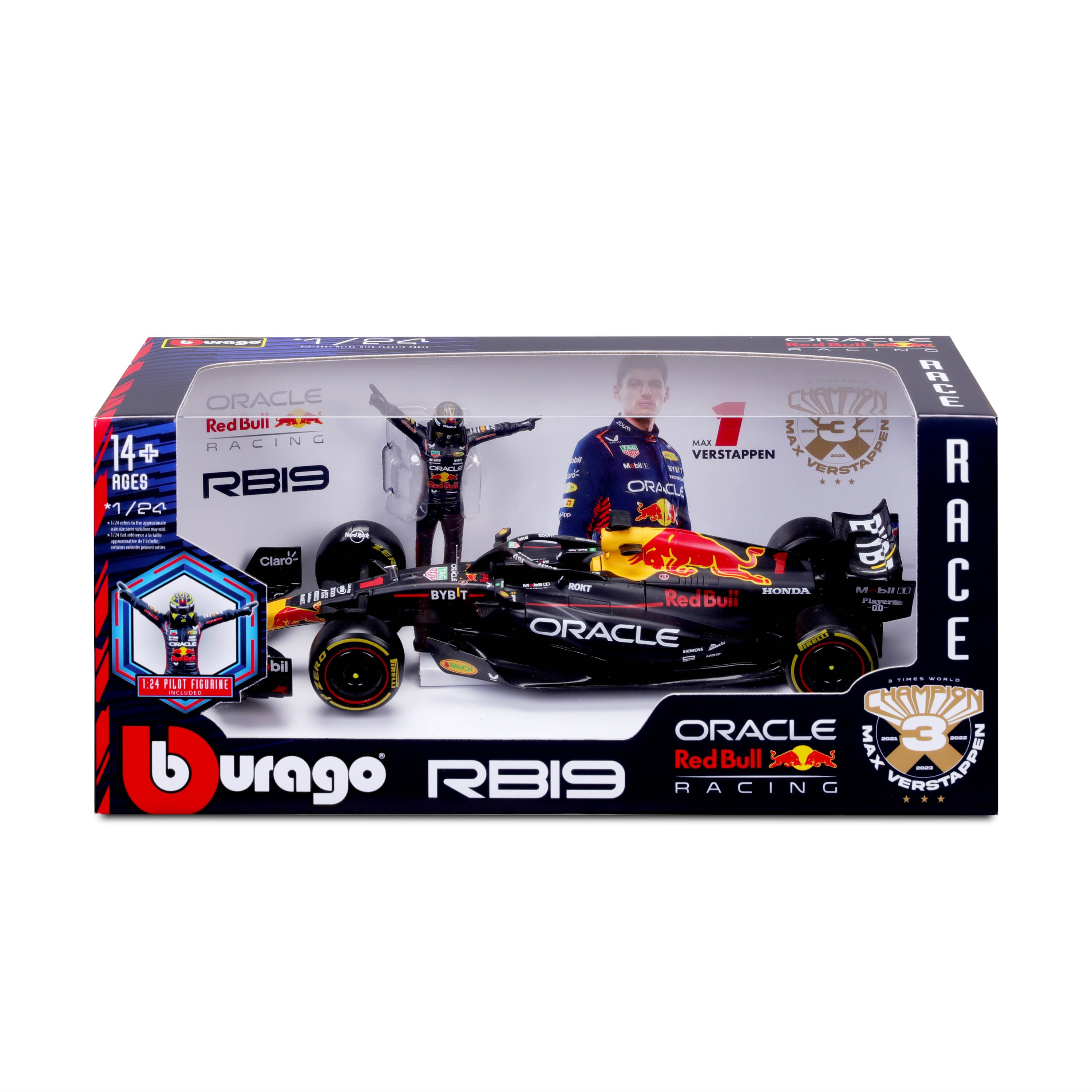 Bburago 1:24 F1 Oracle Red Bull RB19 2023 #1 Versteppen With Driver Figure