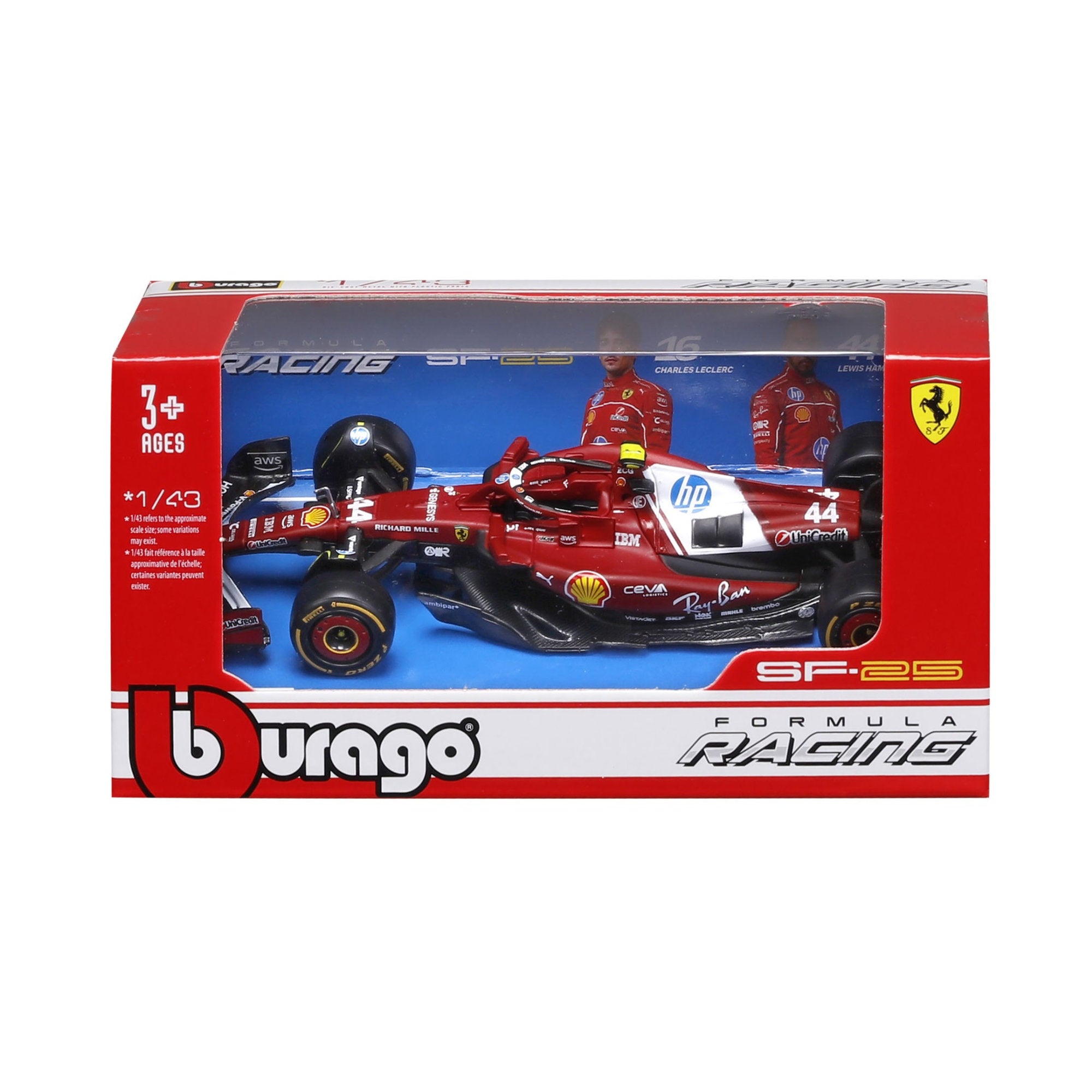 Bburago 1:43 F1 Ferrari 2025 WB #44 Hamilton