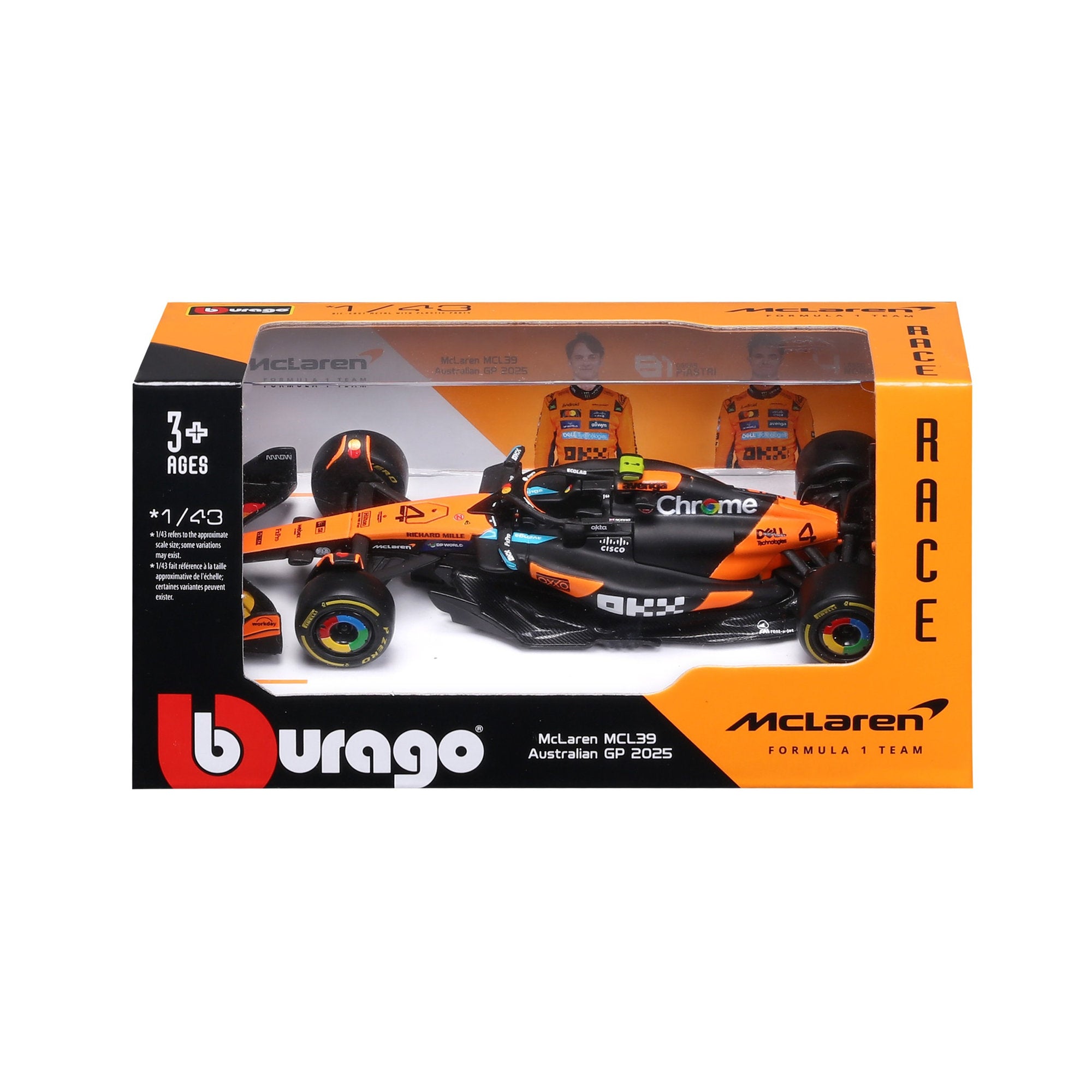 Bburago 1:43 F1 McLaren 2025 WB #4 Norris