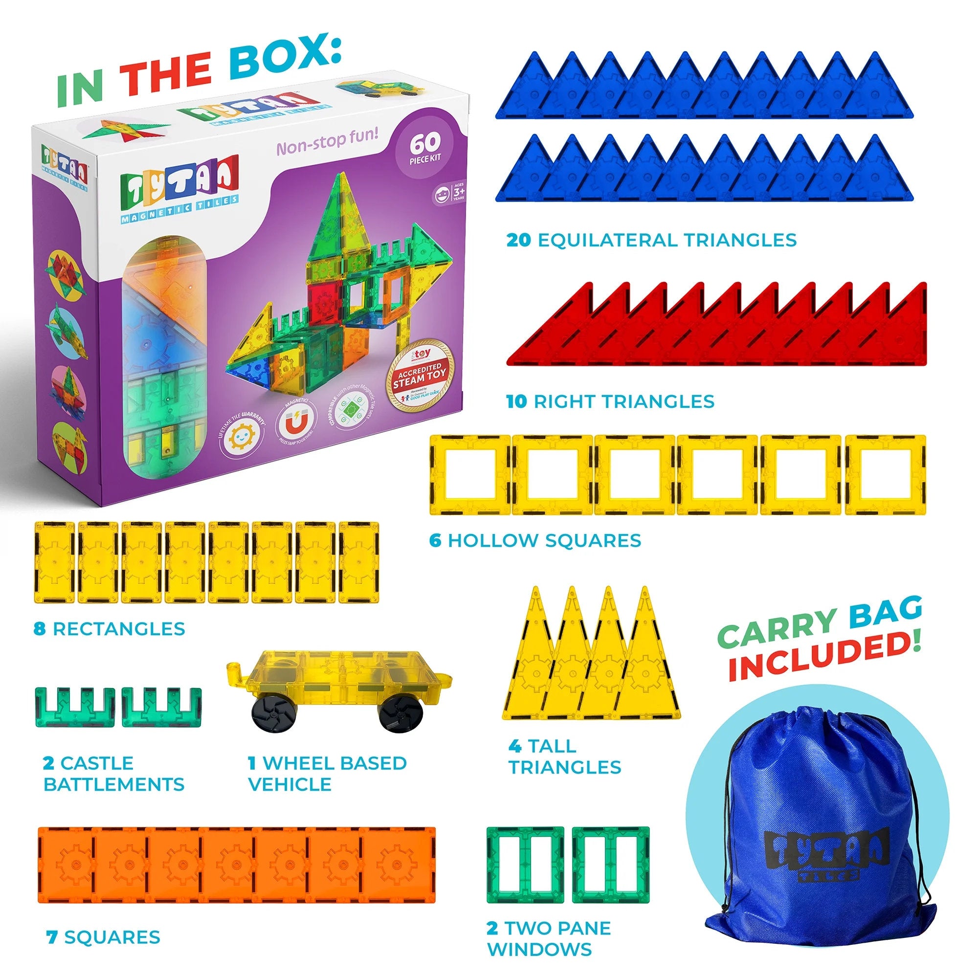 Tytan Magnetic Tiles 60 Piece Playset