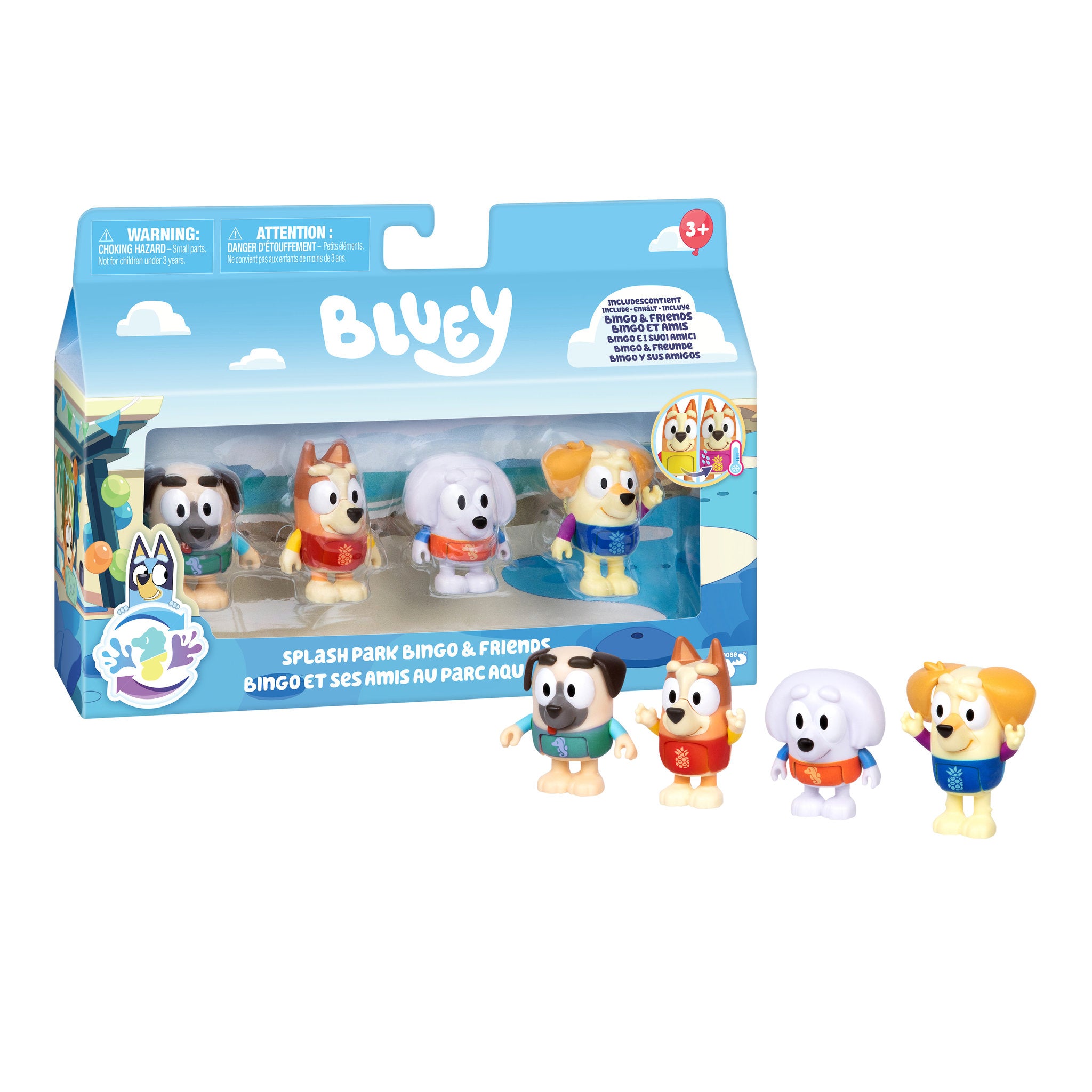 Bluey Splash Park Bingo & Friends Colour Change 4 Pack