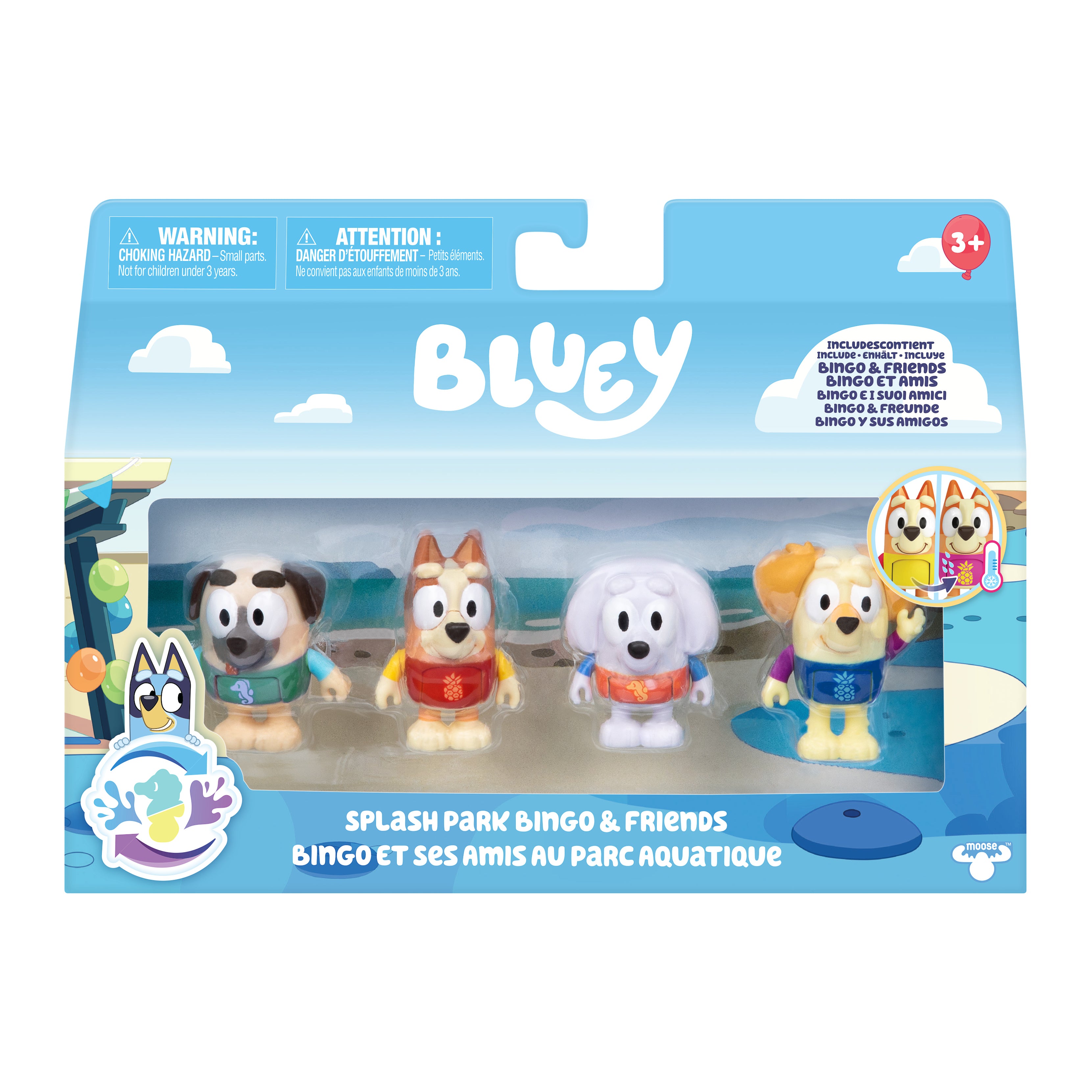 Bluey Splash Park Bingo & Friends Colour Change 4 Pack