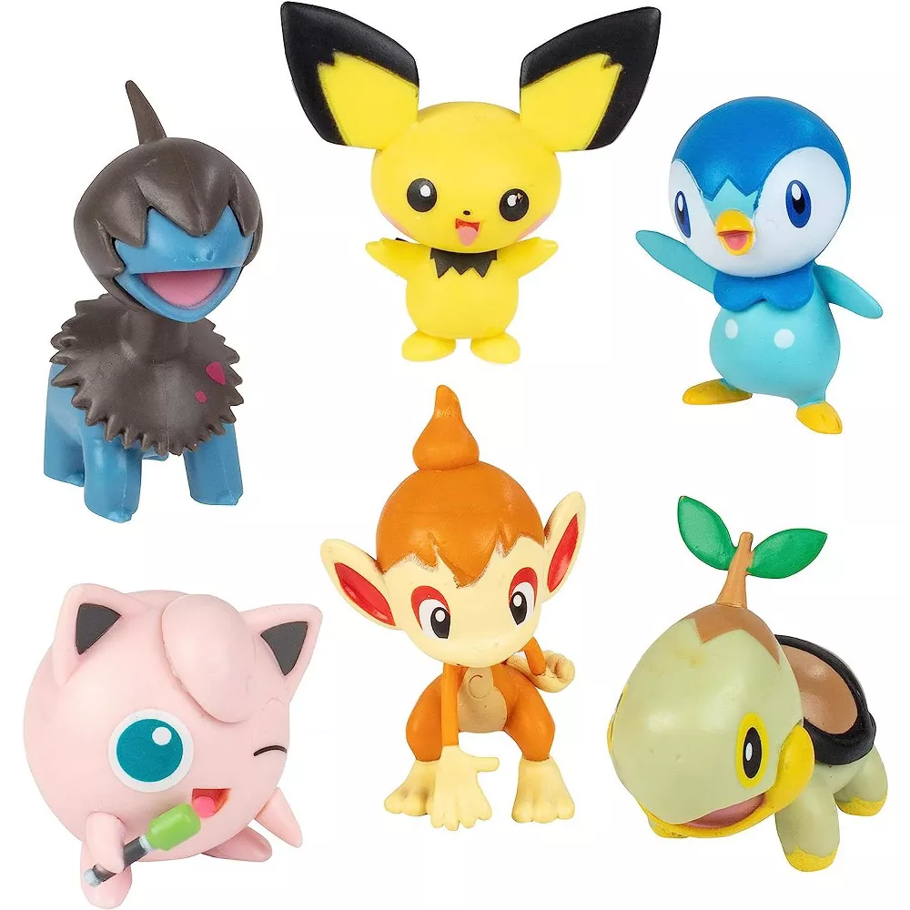 Pokemon Battle Figure Multi-Pack – 6 Pack: 2 Inch Pichu, Deino, Jigglypuff, Turtwig, Piplup And Chimchar