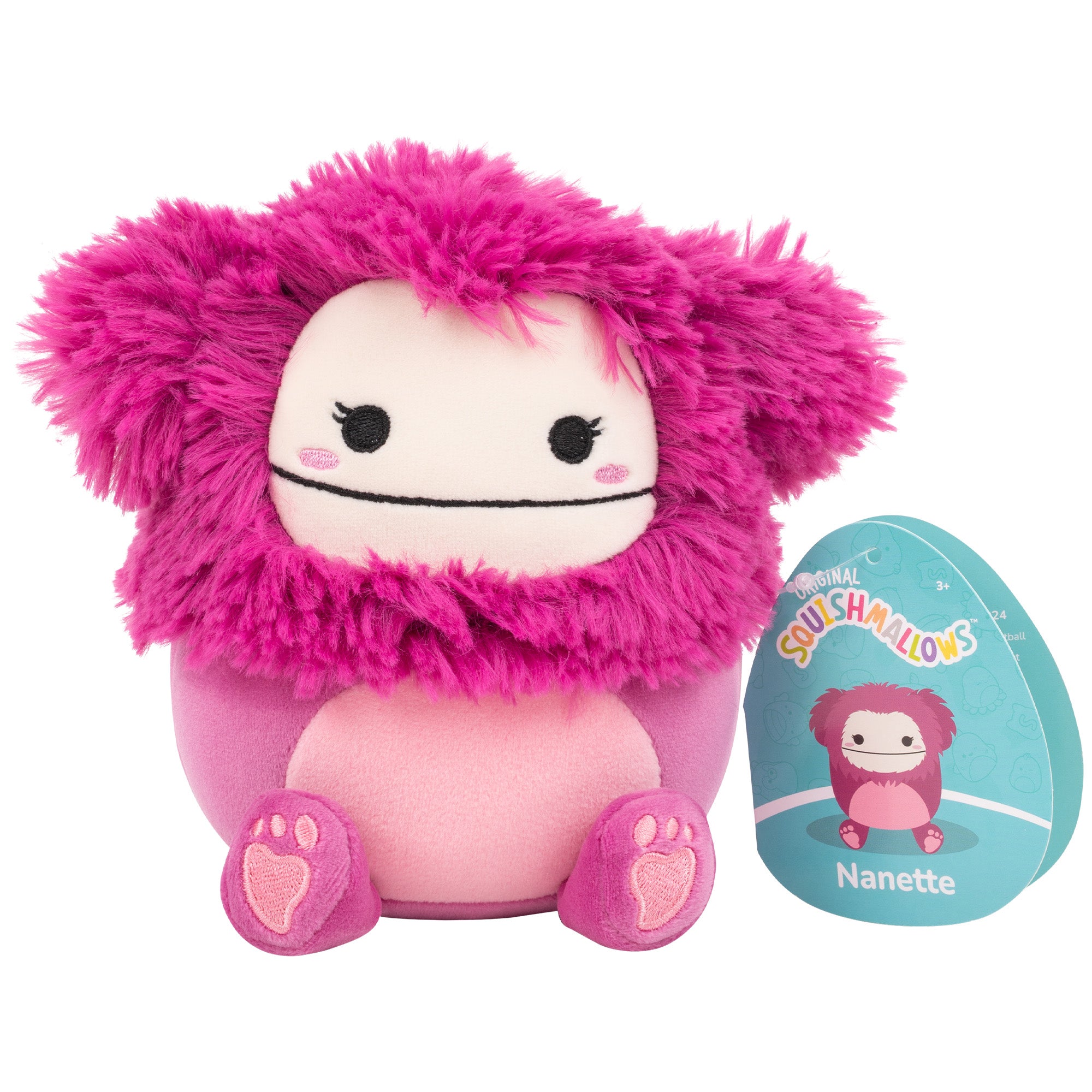 Squishmallows Original 5 Inch Plush Squad 27 - Nanette Raspberry Pink Bigfoot
