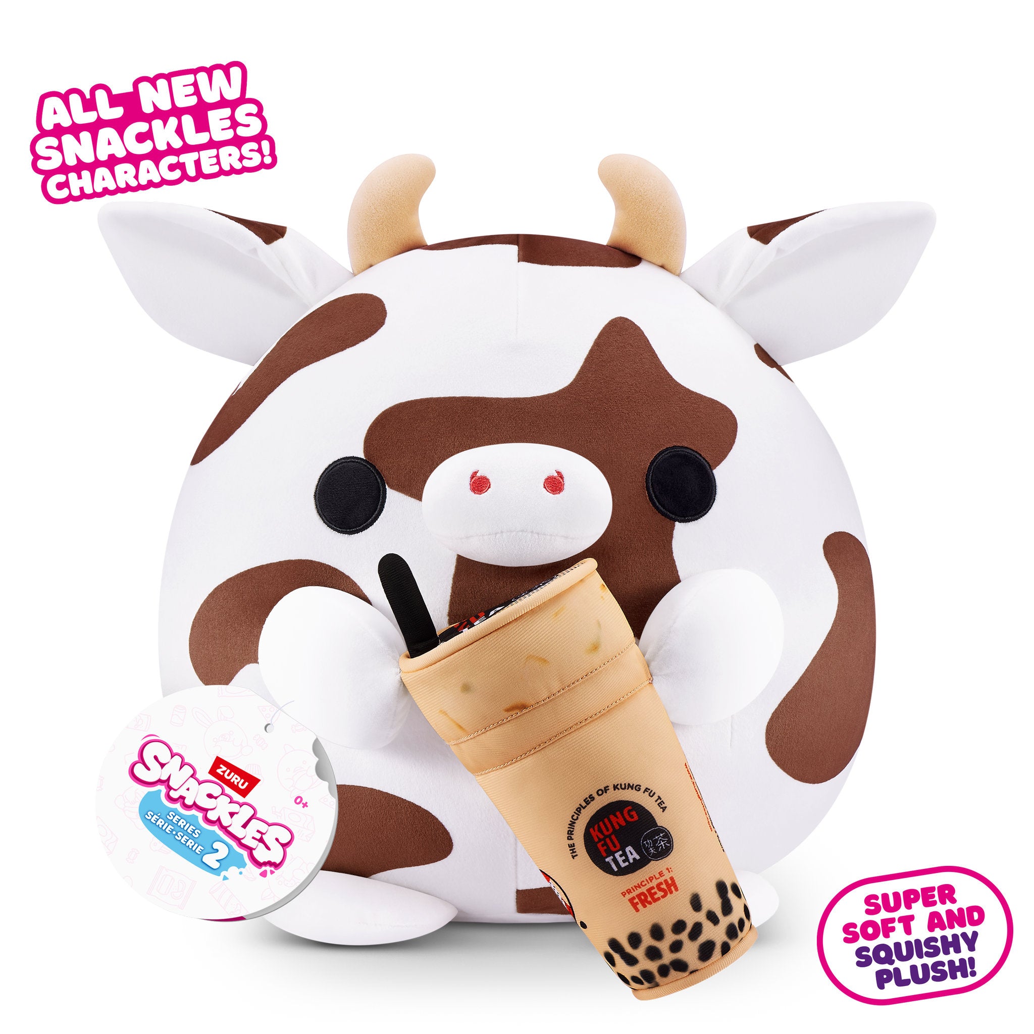 ZURU Snackles 8 Inch Series 2 Plush - Cow & Kung Fu Tea