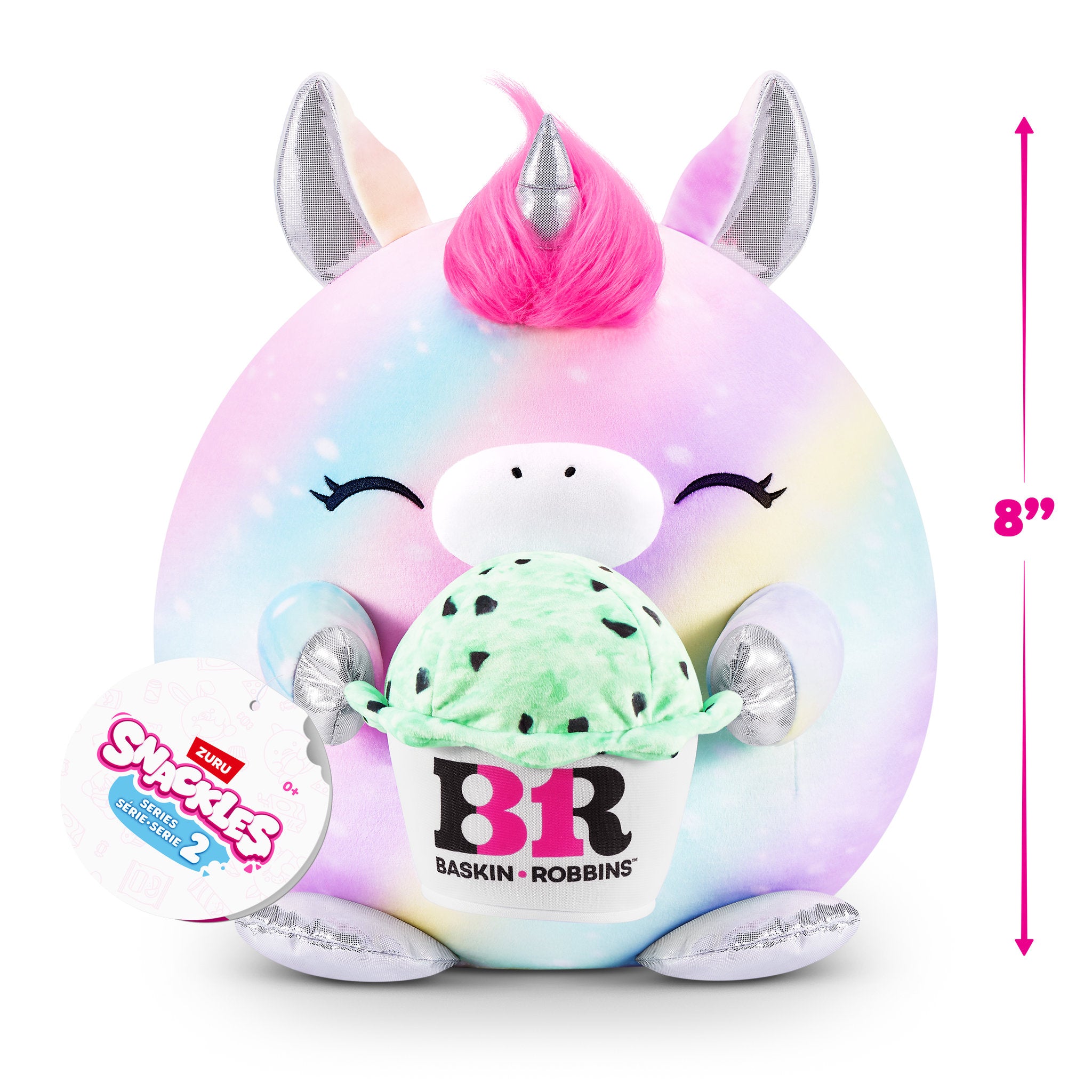 ZURU Snackles 8 Inch Series 2 Plush - Unicorn & Baskin Robin
