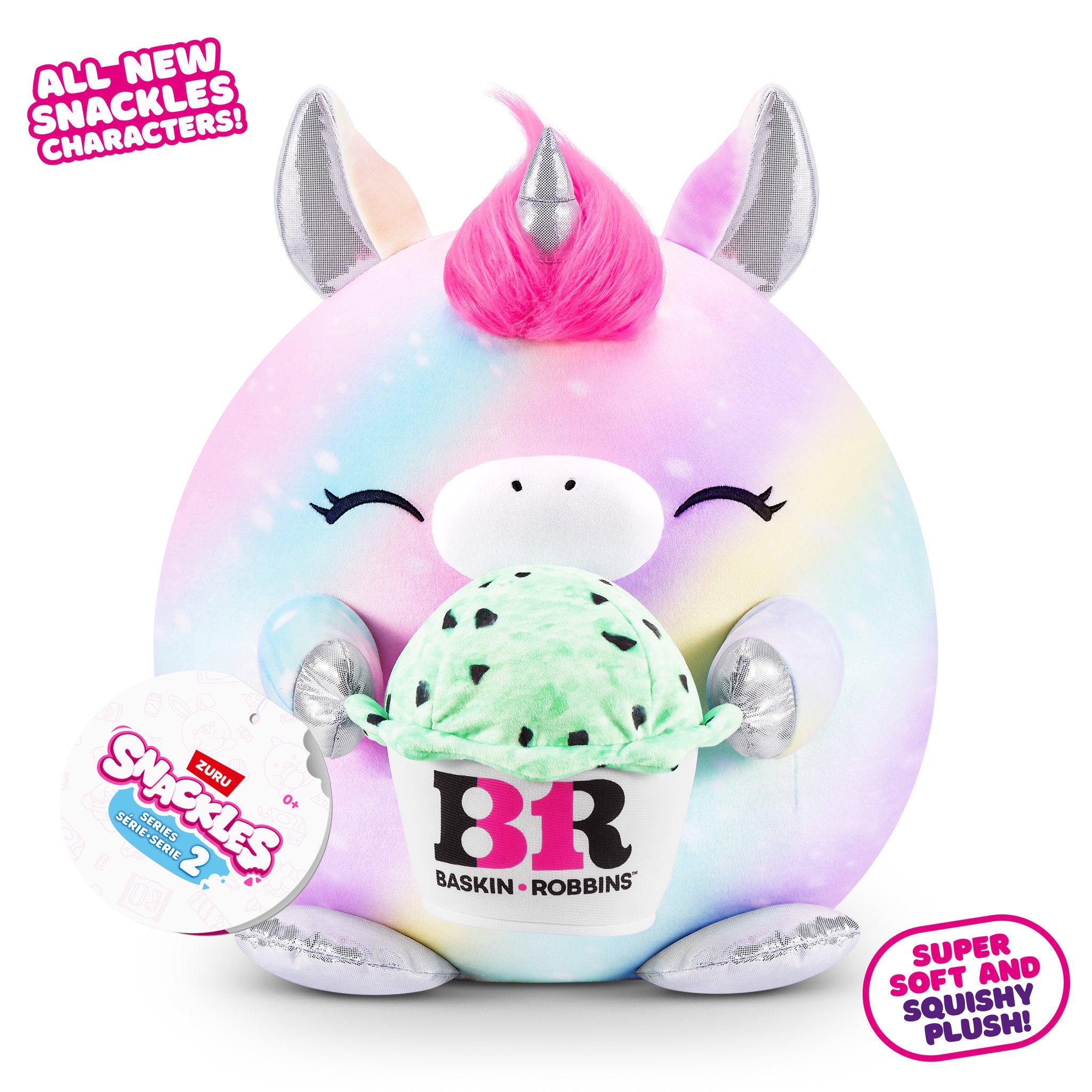 ZURU Snackles 8 Inch Series 2 Plush - Unicorn & Baskin Robin