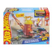 Hot Wheels City Super Fire Station Rescue Gravity Drop Playset
