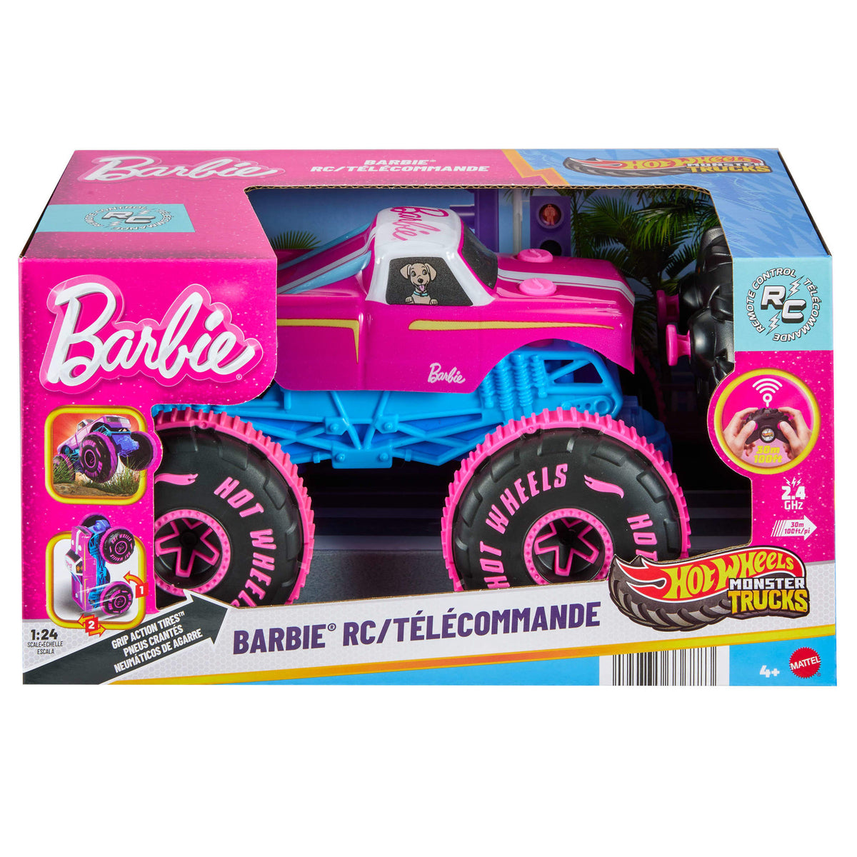 Hot Wheels 1:24 Monster Trucks Barbie RC Truck