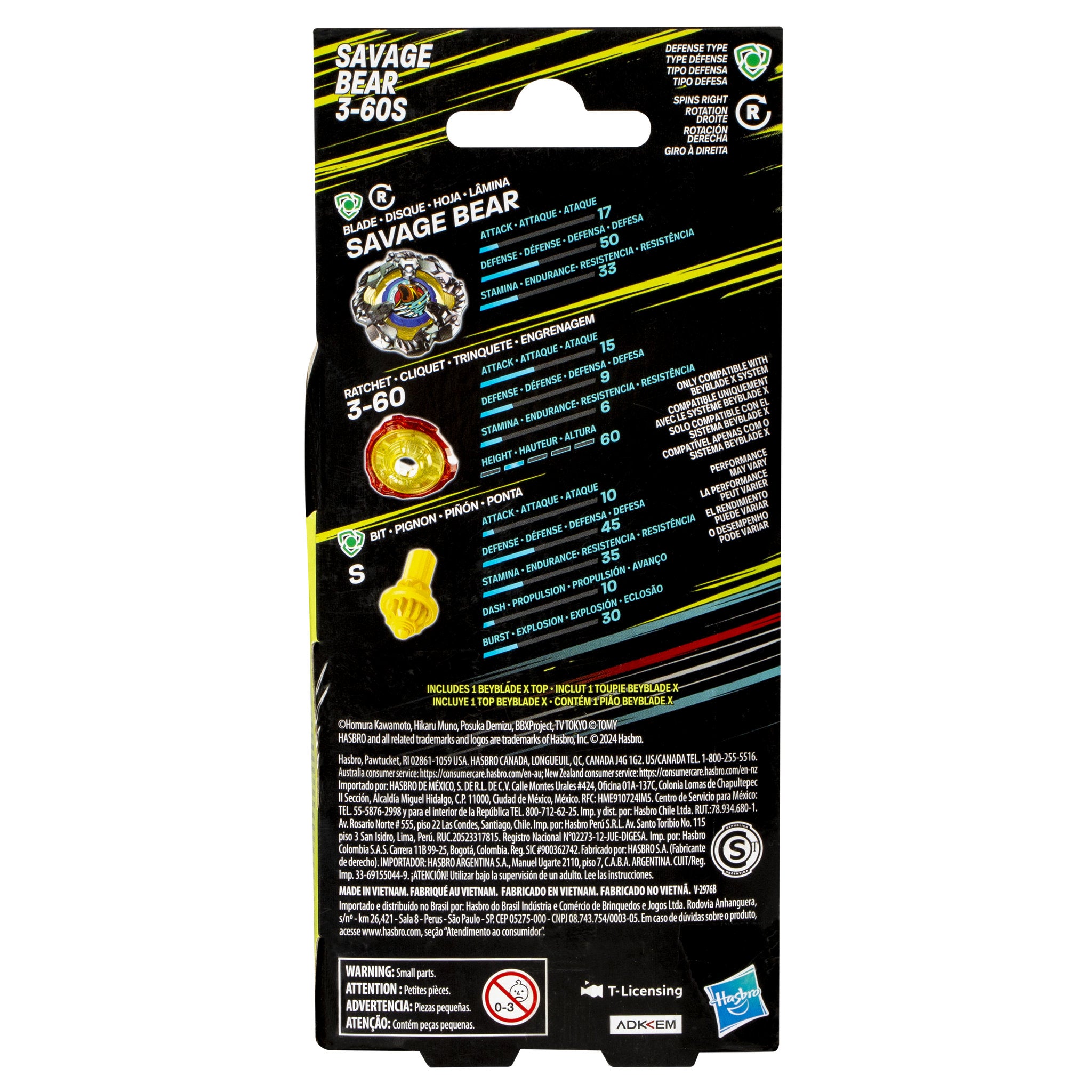 Beyblade X Savage Bear3-60S Booster Pack Set