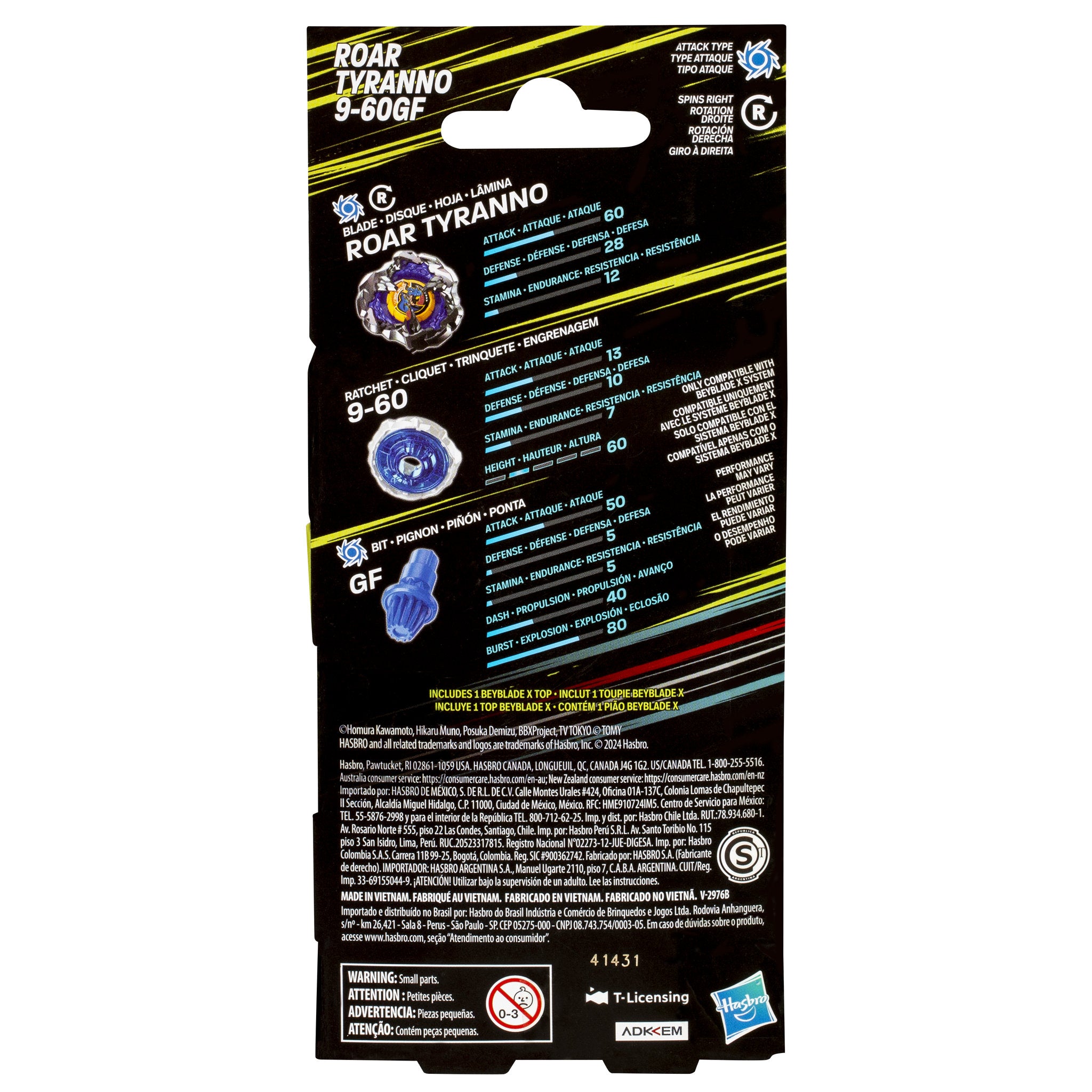 Beyblade X Roar Tyranno 9-60GF Booster Pack Set