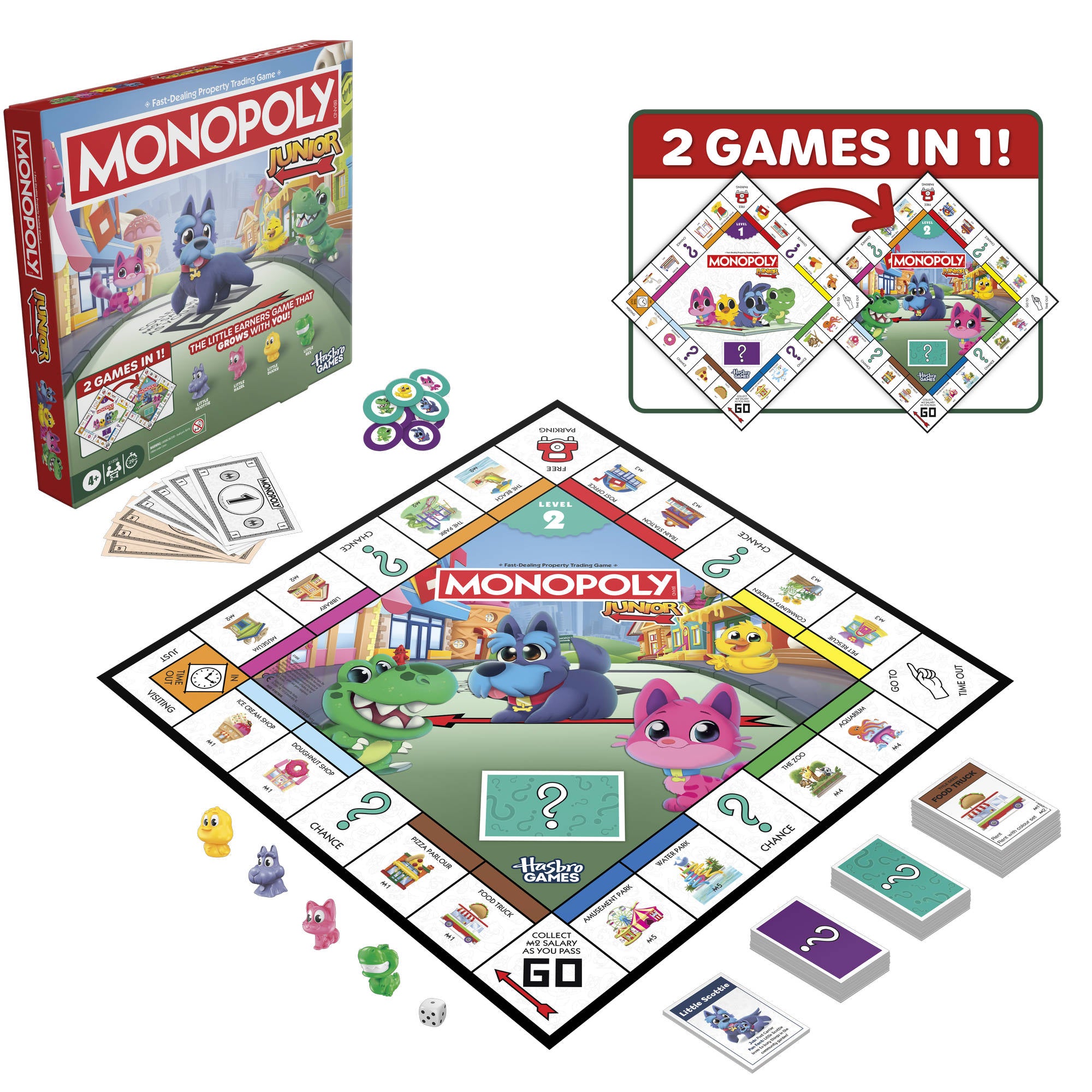 Monopoly Junior Square 2-in-1 (2026 Edition) Board Game