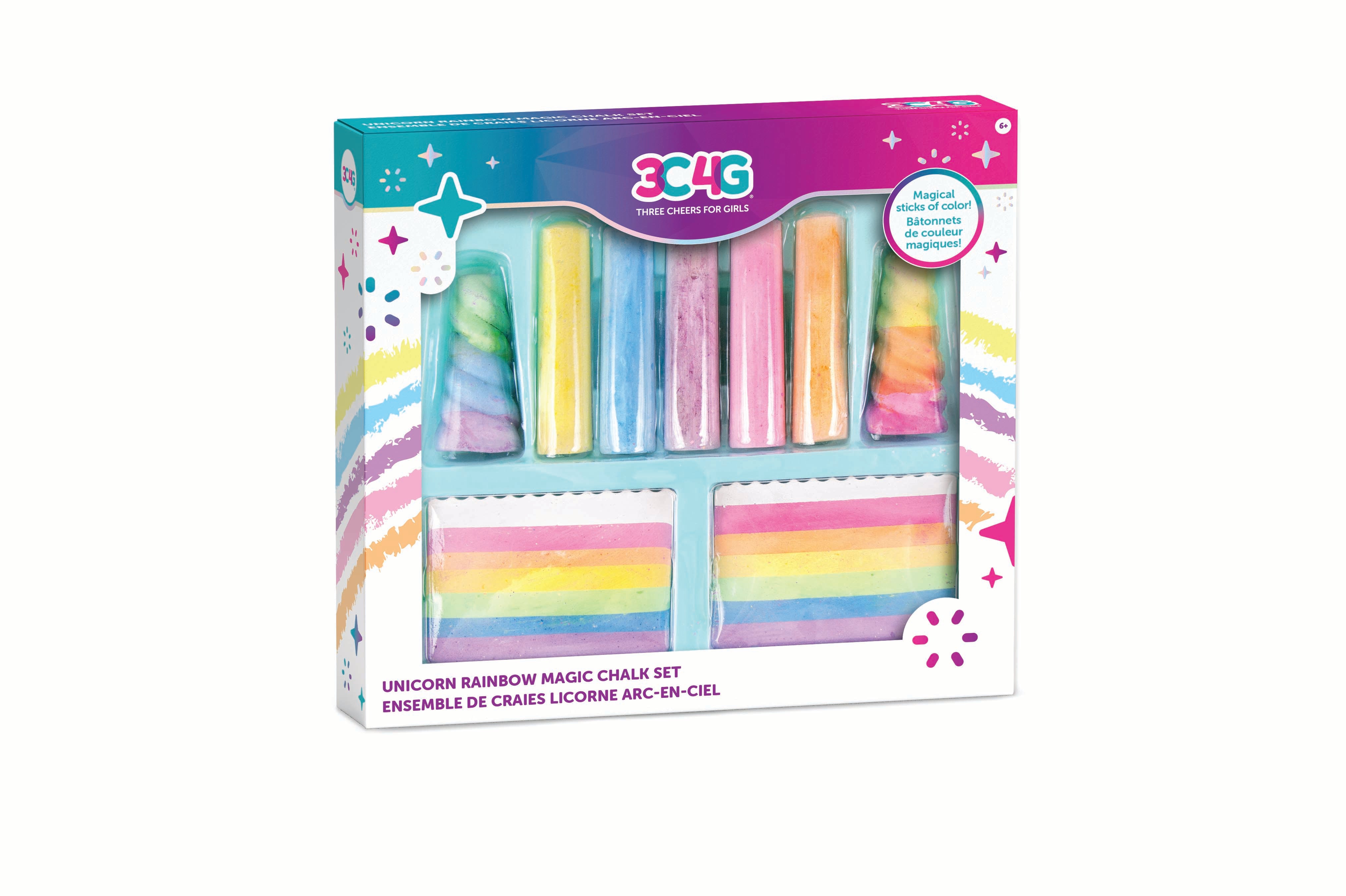 Make It Real Three Cheers For Girls Unicorn Rainbow Magic Chalk Set