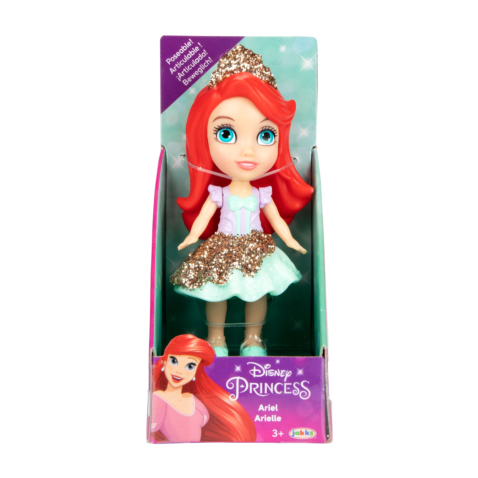 Disney Princess Mini Toddler Doll Ariel In Pink/Green Dress
