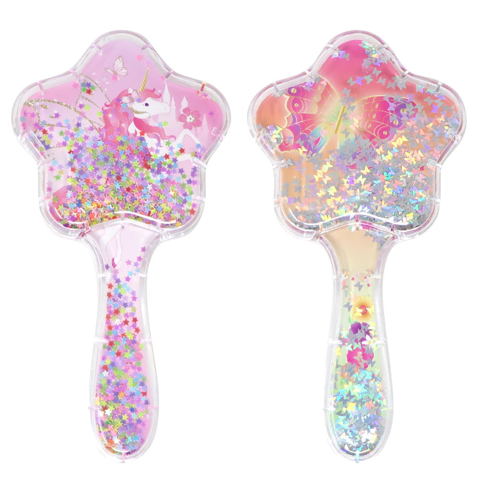Pink Poppy Unicorn Princess And Rainbow Butterfly Hair Brush