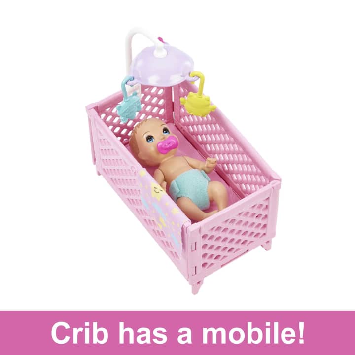 Barbie Skipper Babysitters Inc. Doll & Accessory - Brunette/Purple Hair & Crib