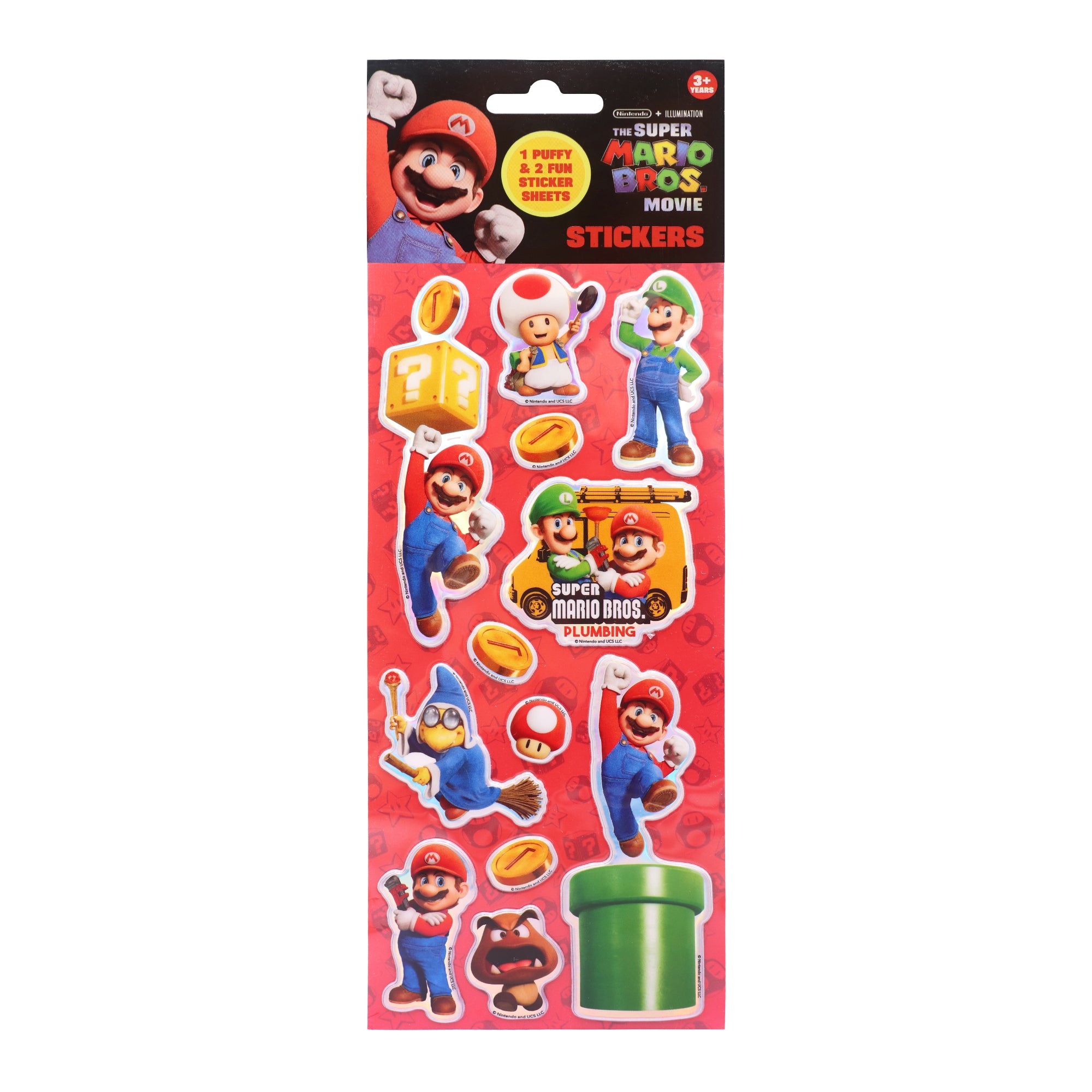 Super Mario Stickers 3 Pack - Puffy