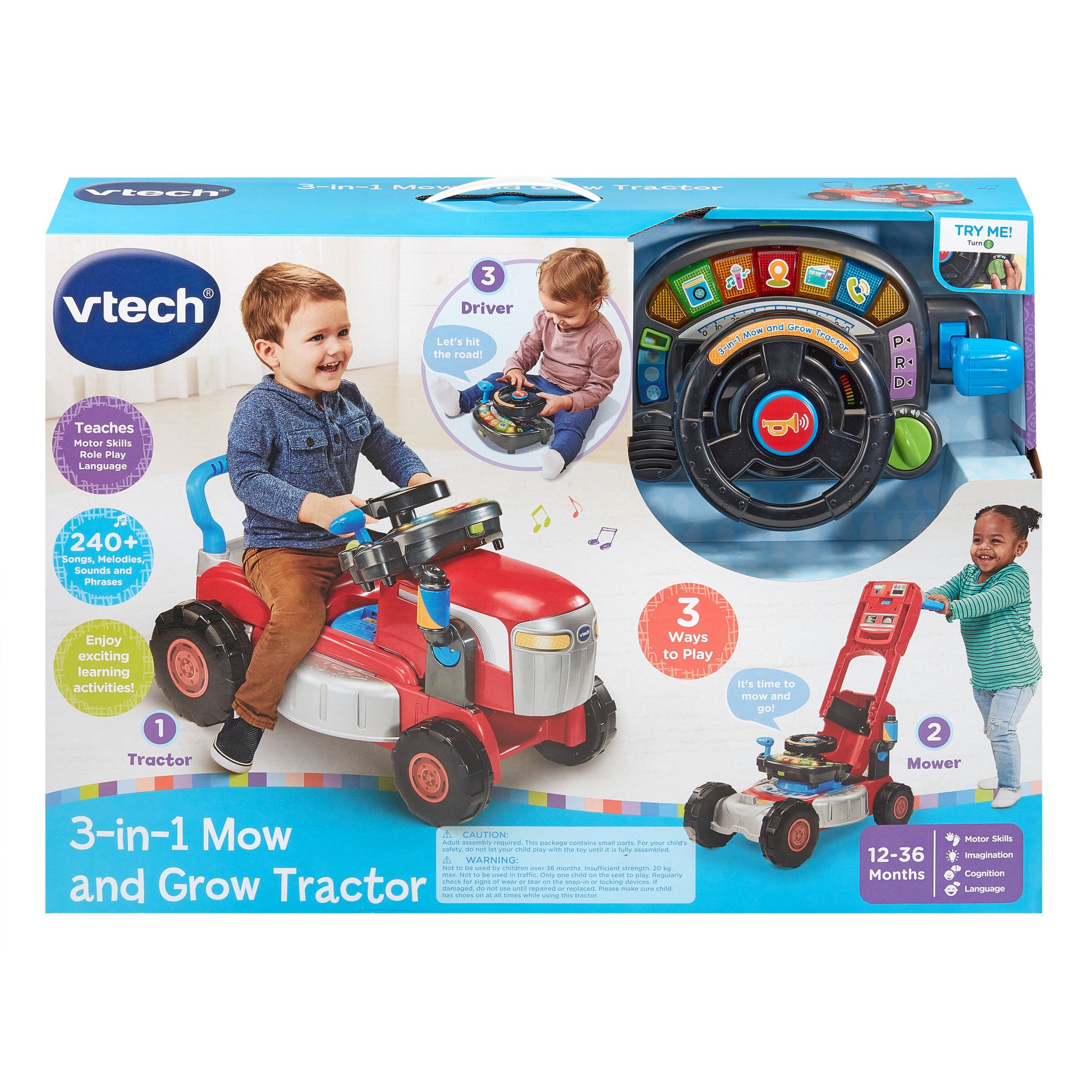 VTech 3-in-1 Mow & Grow Tractor - Red - Toyworld NZ