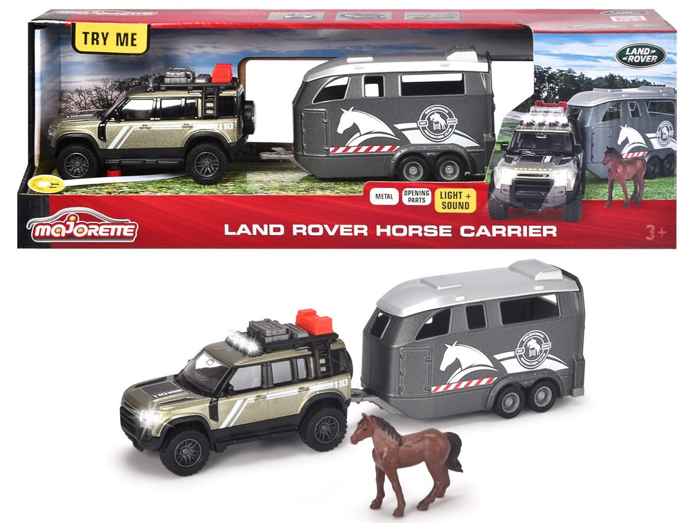 Majorette Grand Series 1:38 Land Rover Defender 110 With Horse Trailer
