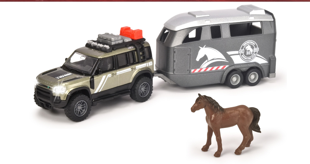 Majorette Grand Series 1:38 Land Rover Defender 110 With Horse Trailer