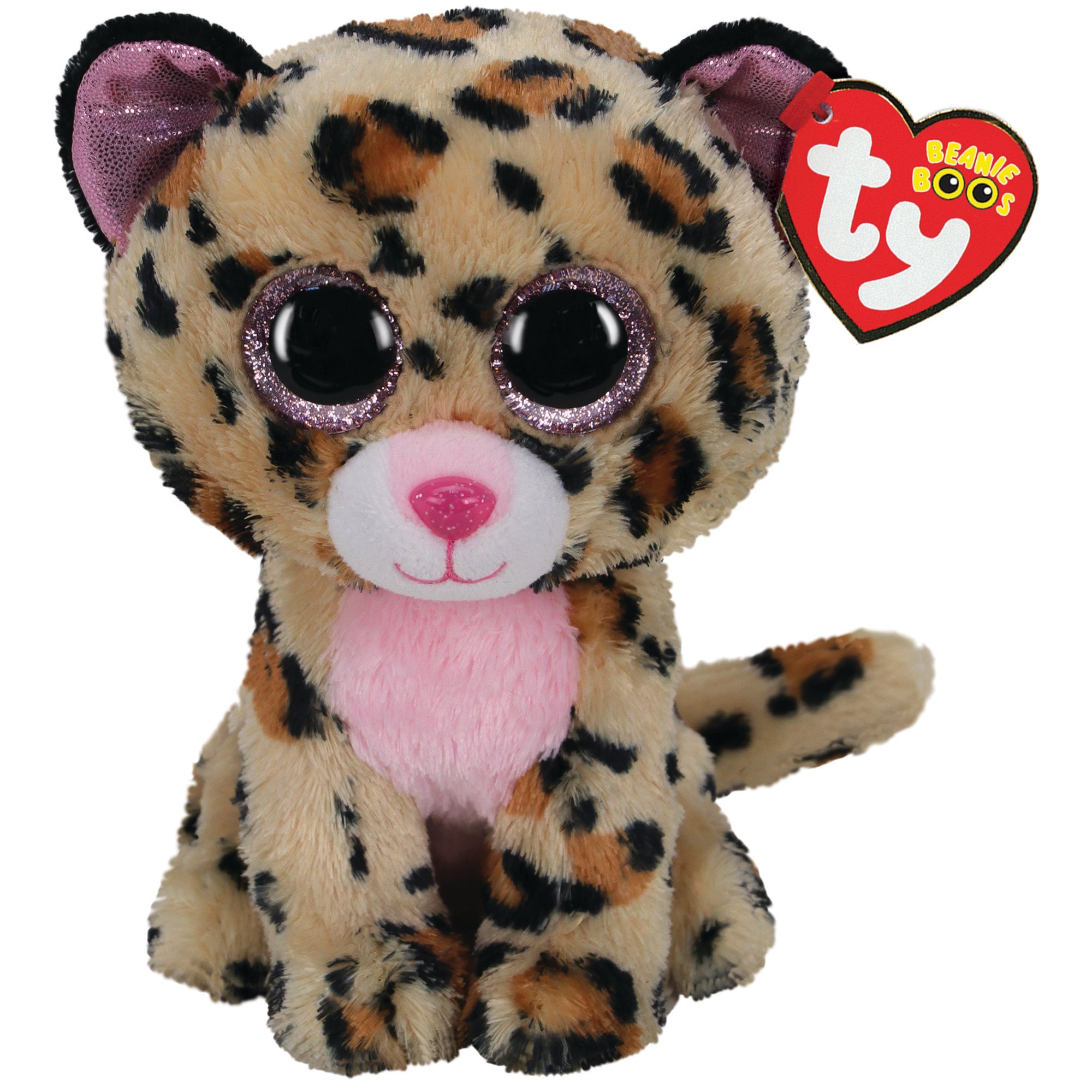Ty Beanie Boo Medium - Livvie Brown & Pink Leopard