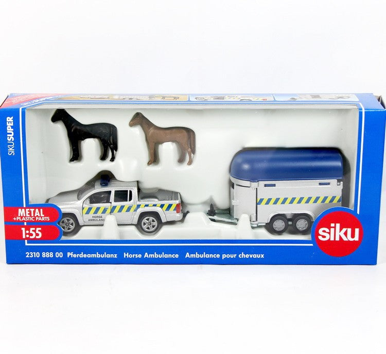 Siku 2310 1:55 Vw Amarok Horse Ambulance With Float & Horses