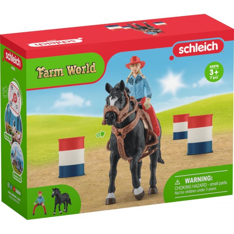 Schleich Farm World Cowgirl Barrel Racing Fun Set