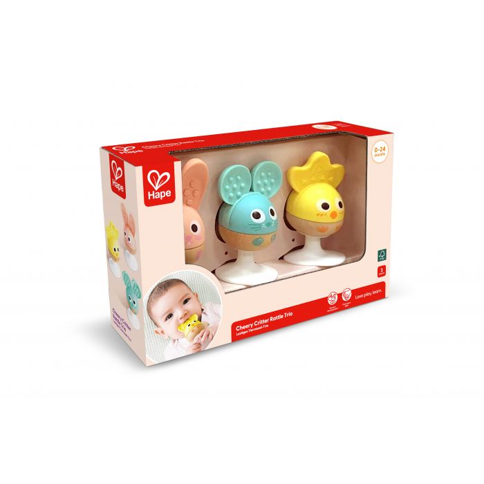 Hape Cheery Critter Rattle Trio