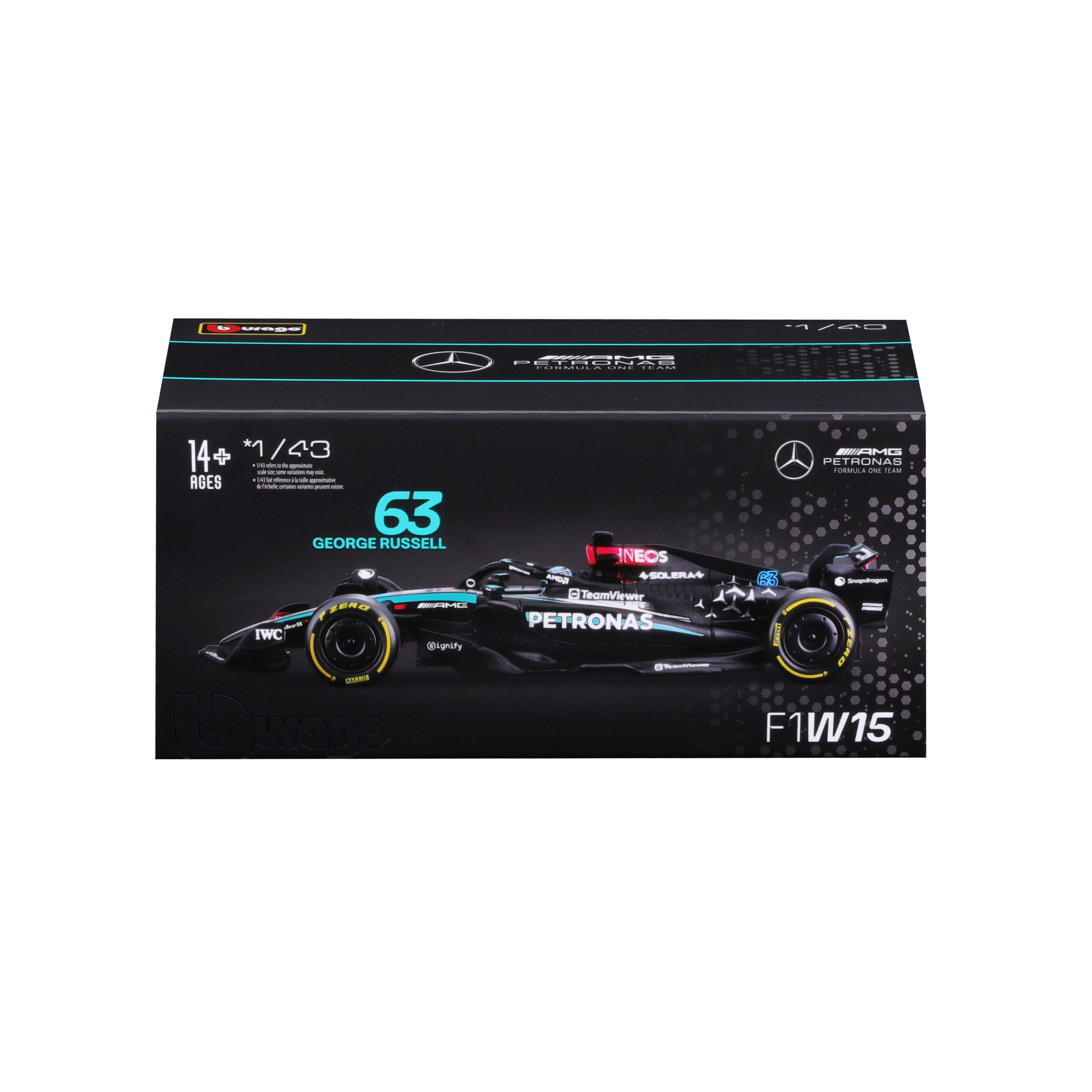 Bburago 1:43 2024 Mercedes AMG Petronas F1 W15 #63 Russell
