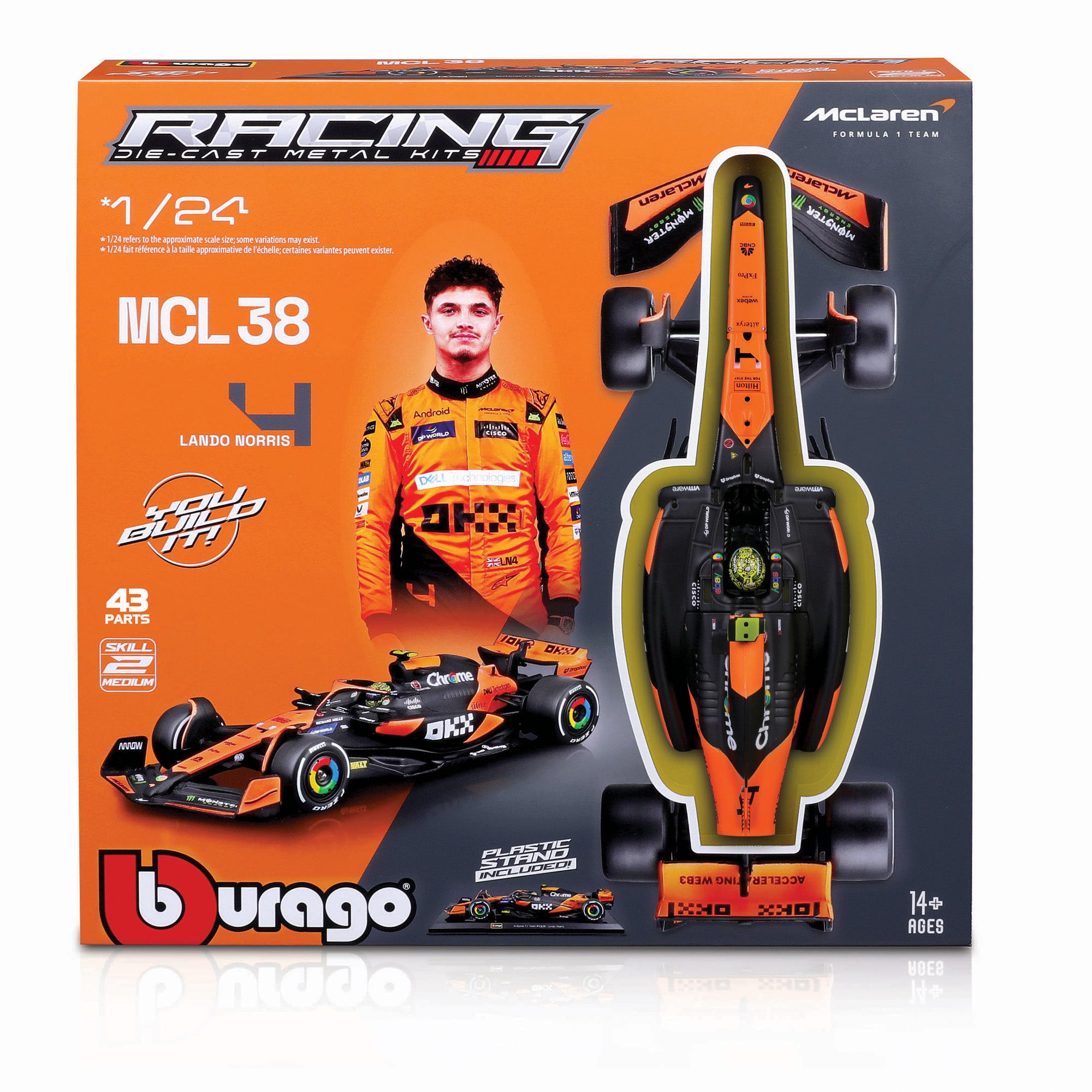 Bburago 1:24 2024 McLaren MCL38 #4 Norris Model Kit