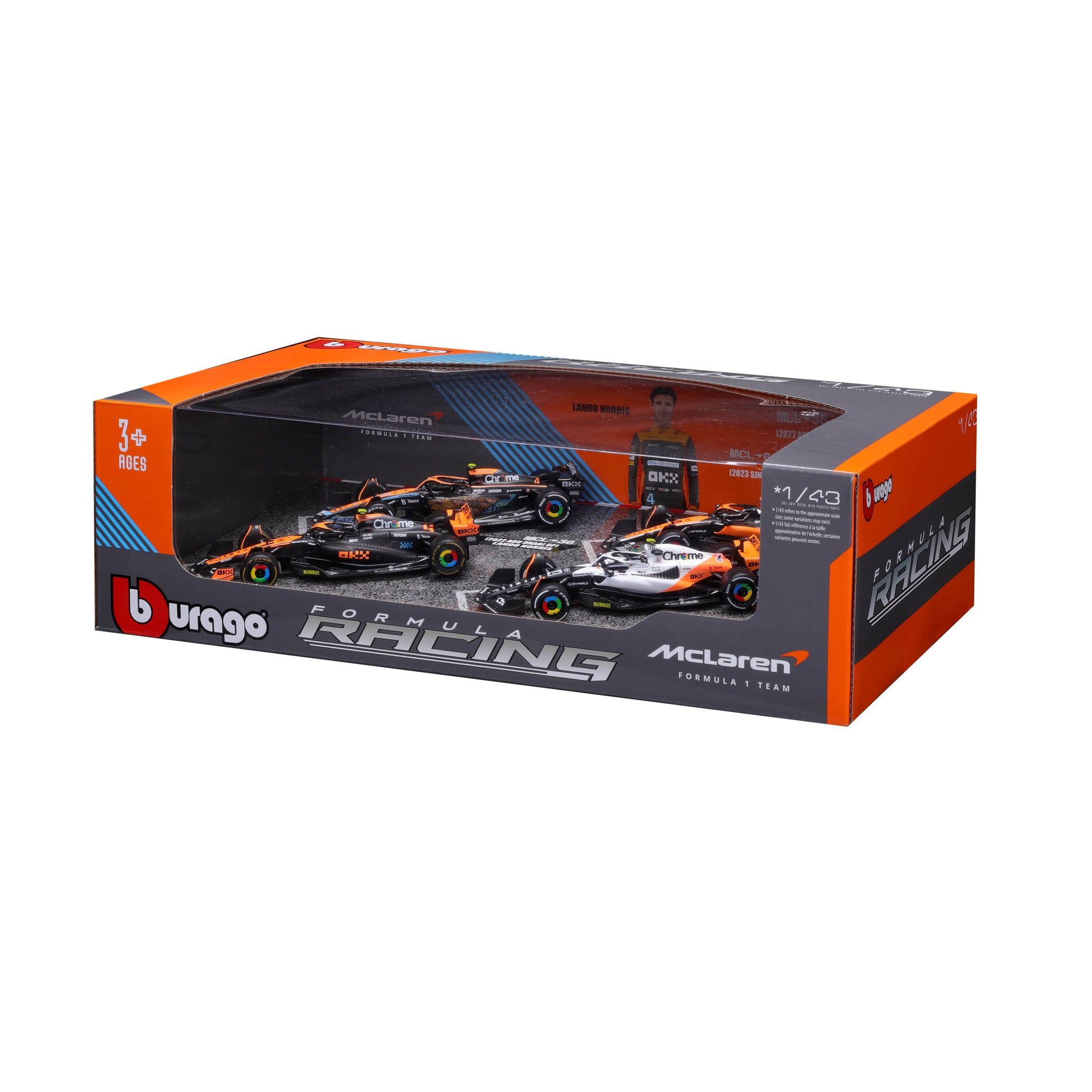 Bburago 1:43 McLaren Racing F1 #4 Lando 4 Pack